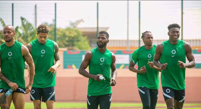 L-R: Ekong, Okoye, Iheanacho, Aribo, Awoniyi