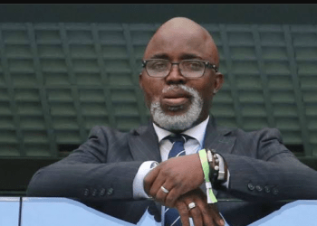 “So shameless” – Nigerians slam Pinnick after ex-NFF boss was spotted in Qatar watching Brazil vs. Switzerland