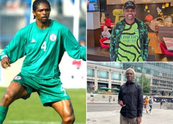 Watch: Super Eagles Legend Kanu Nwankwo displays dance moves as Segun Johnson sings his praise