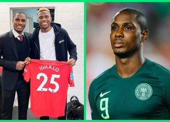 Photo: Osimhen visits Ighalo after online rant on Finidi George