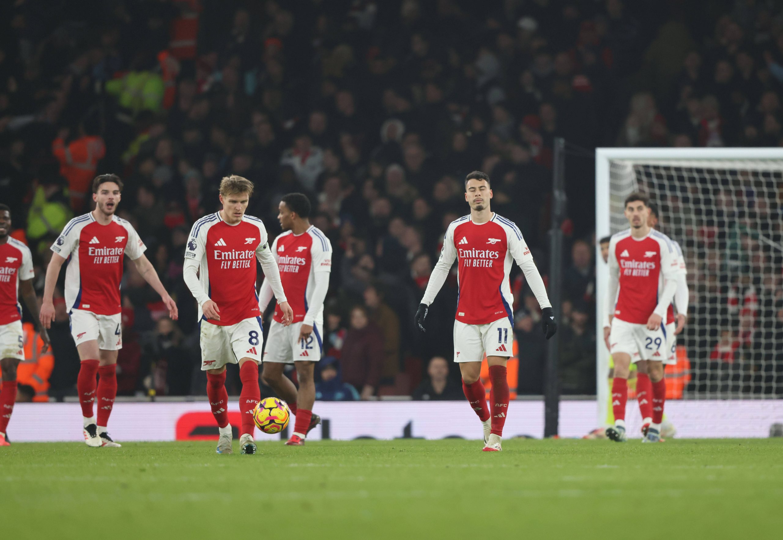 Gabriel Martinelli A and Arsenal dejection at the Arsenal v Aston Villa EPL match, at the Emirates Stadium