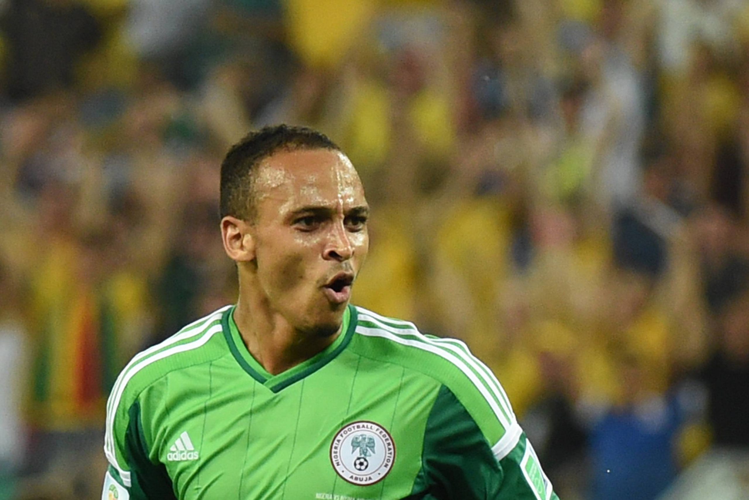 Peter Osaze Odemwingie celebrates the goal during a Group F match between Nigeria and Bosnia and Herzegovina of 2014 FIFA World Cup at the Arena Pantanal Stadium in Cuiaba, Brazil, on June 21, 2014