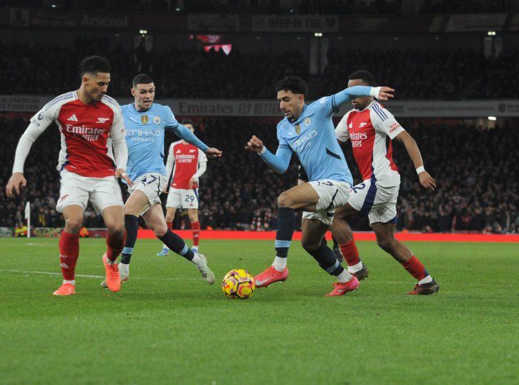 Nathaniel Bassey reacts to Arsenal’s victory over Manchester City