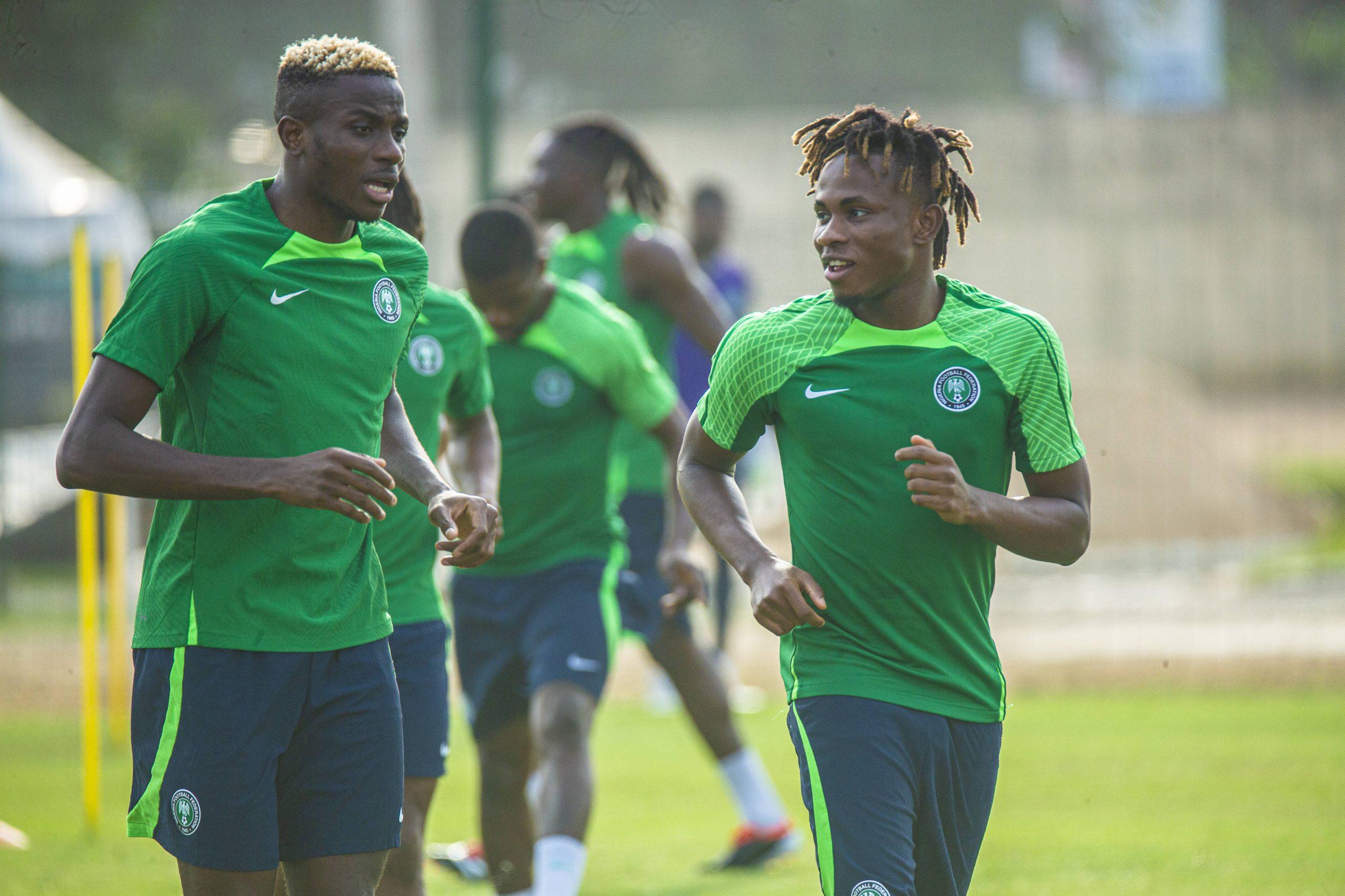 Nigeria Super Eagles stars Victor Osimhen and Samuel Chukwueze. Photo by IMAGO
