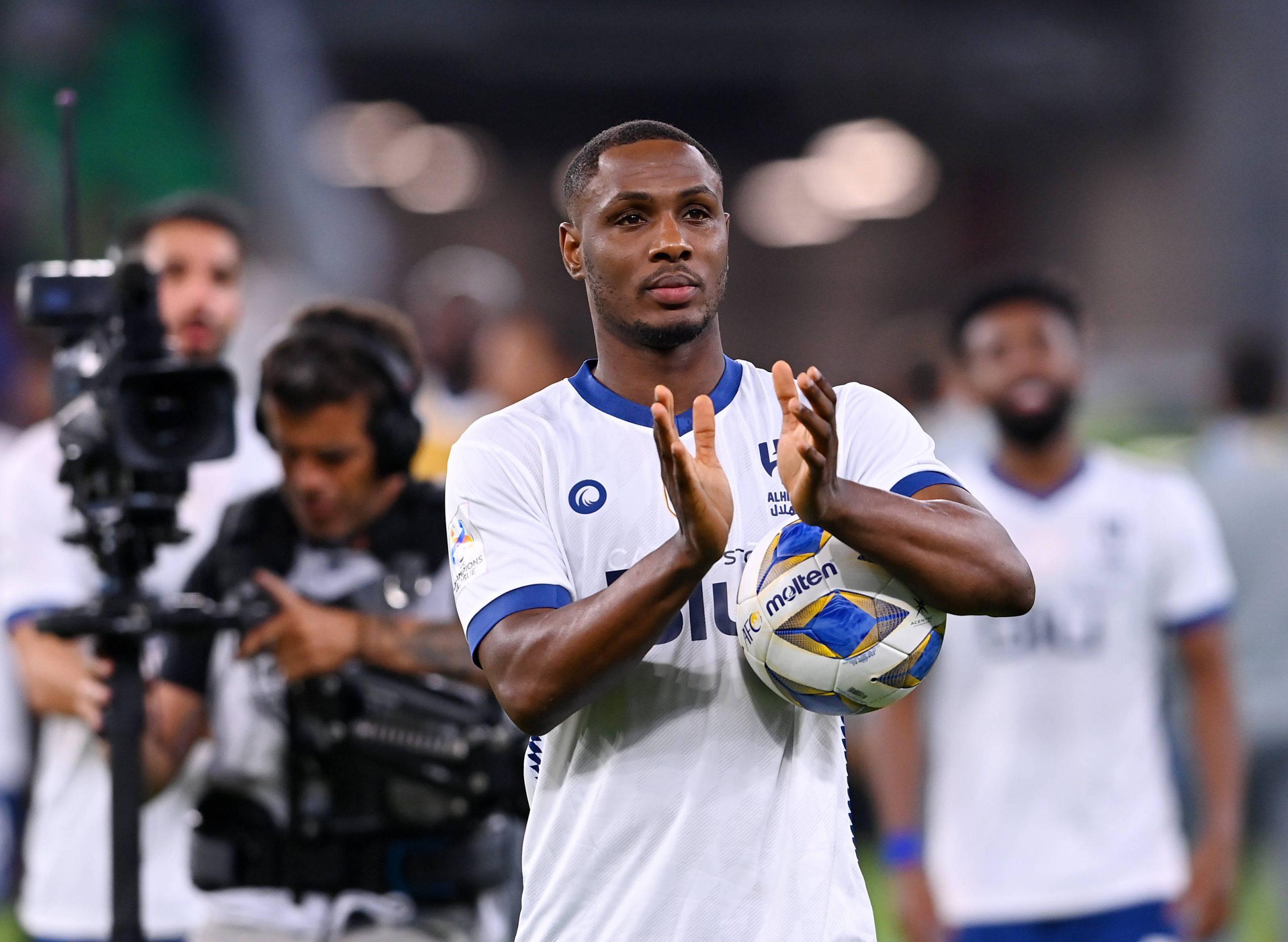 Odion Ighalo of Al-Wehda FC is applauding 