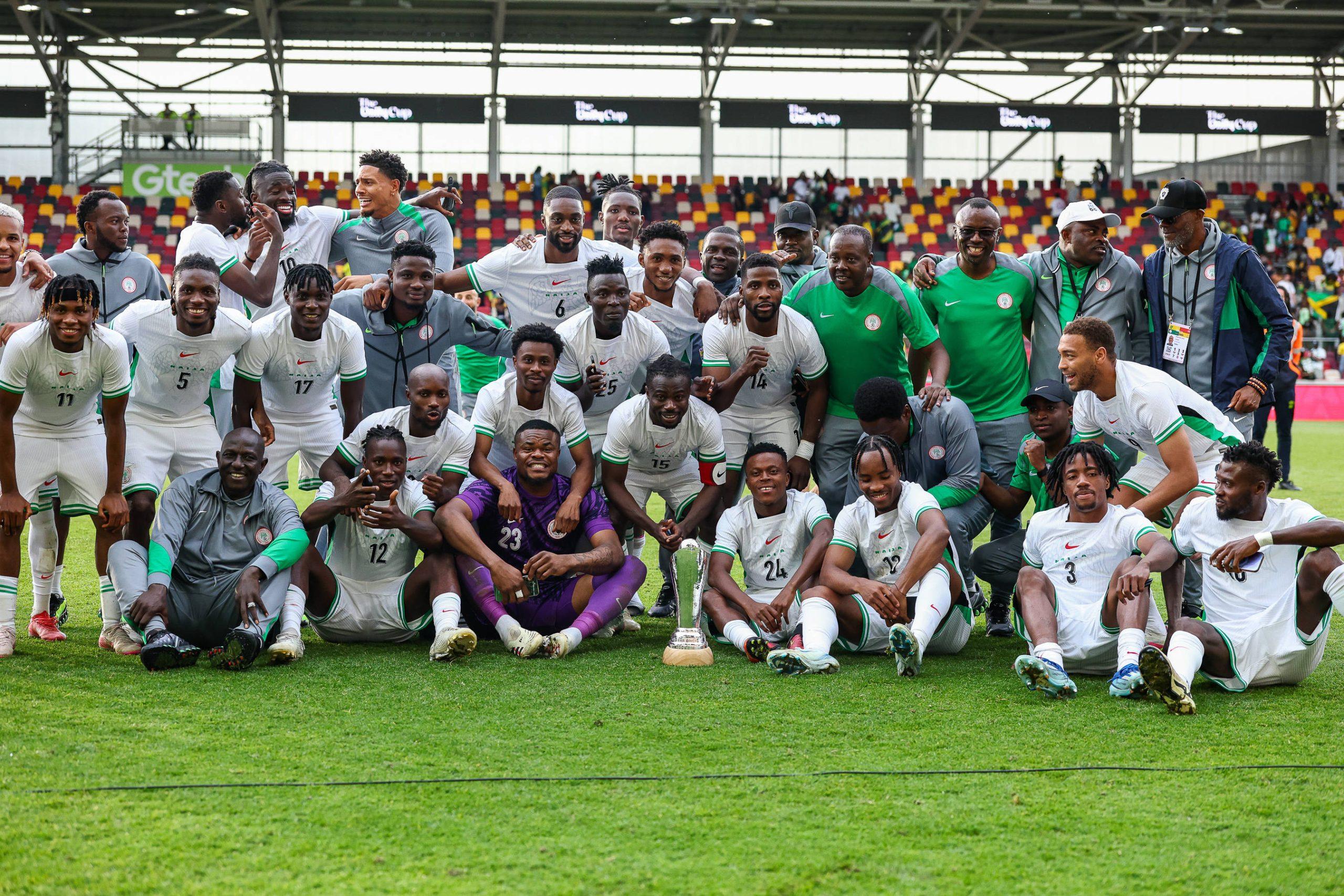 Nigeria celebrate winning the Unity Cup during the Unity Cup Final, London 2025 match between Jamaica and Nigeria at Gtech Community Stadium in Brentford