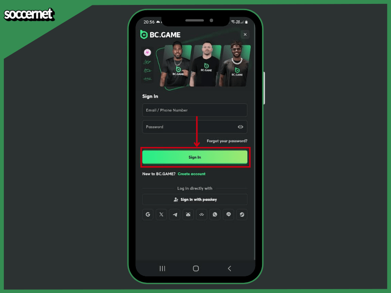 How to sign in to the bc game app
