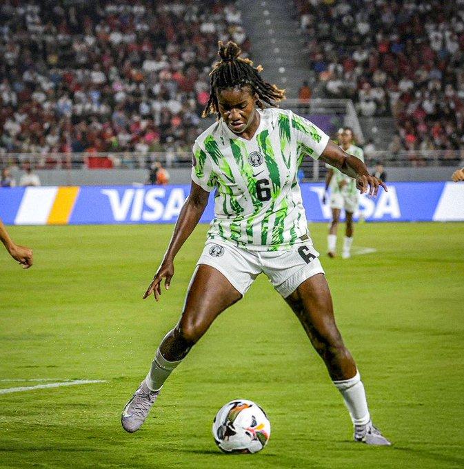 Esther Okoronkwo in action for the Super Falcons of Nigeria in action against Morocco in the WAFCON 2024 final