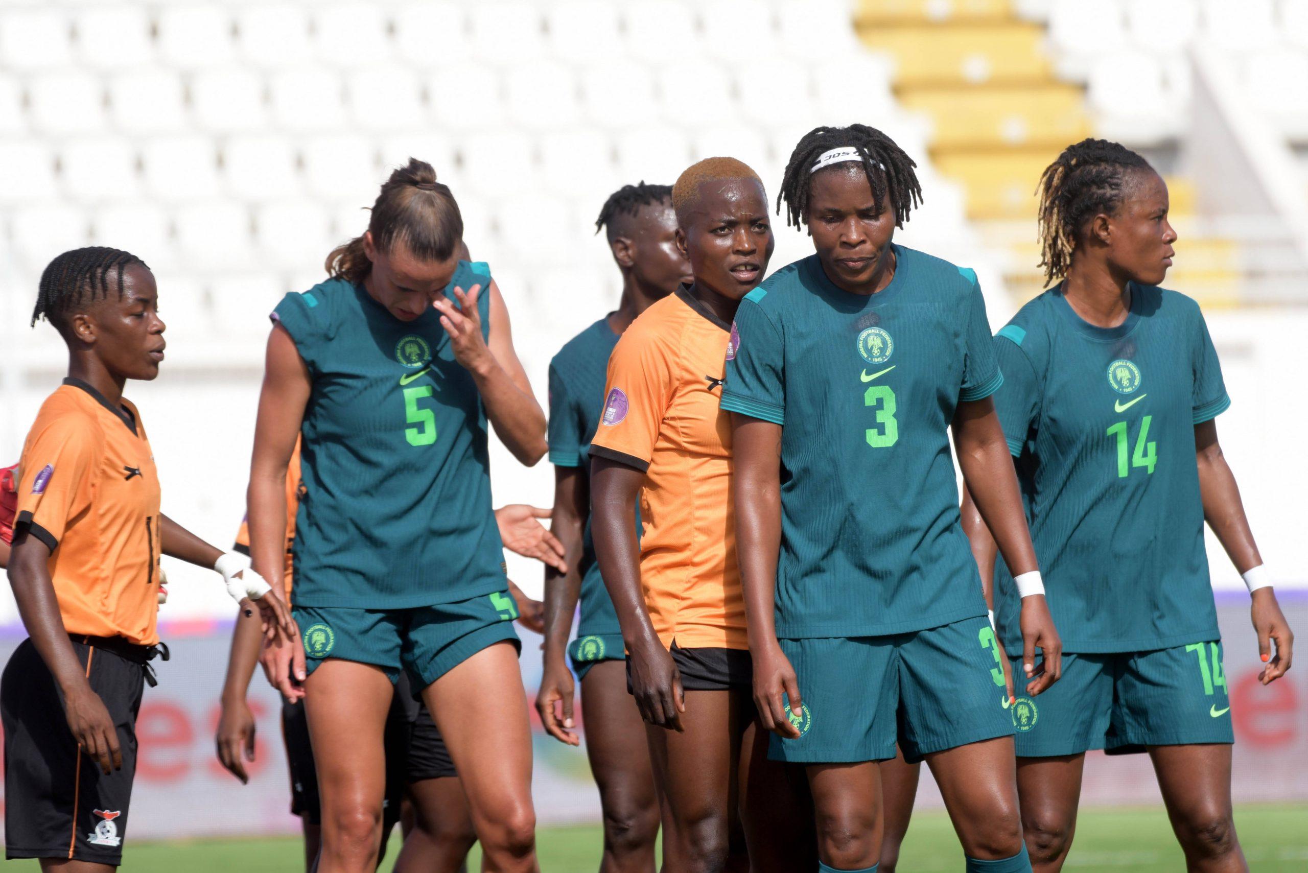 Ashleigh Plumptre and Osinachi Ohale of Nigeria during the 2025 Women s Africa Cup of Nations WAFCON quarter Finals match between Nigeria and Zambia