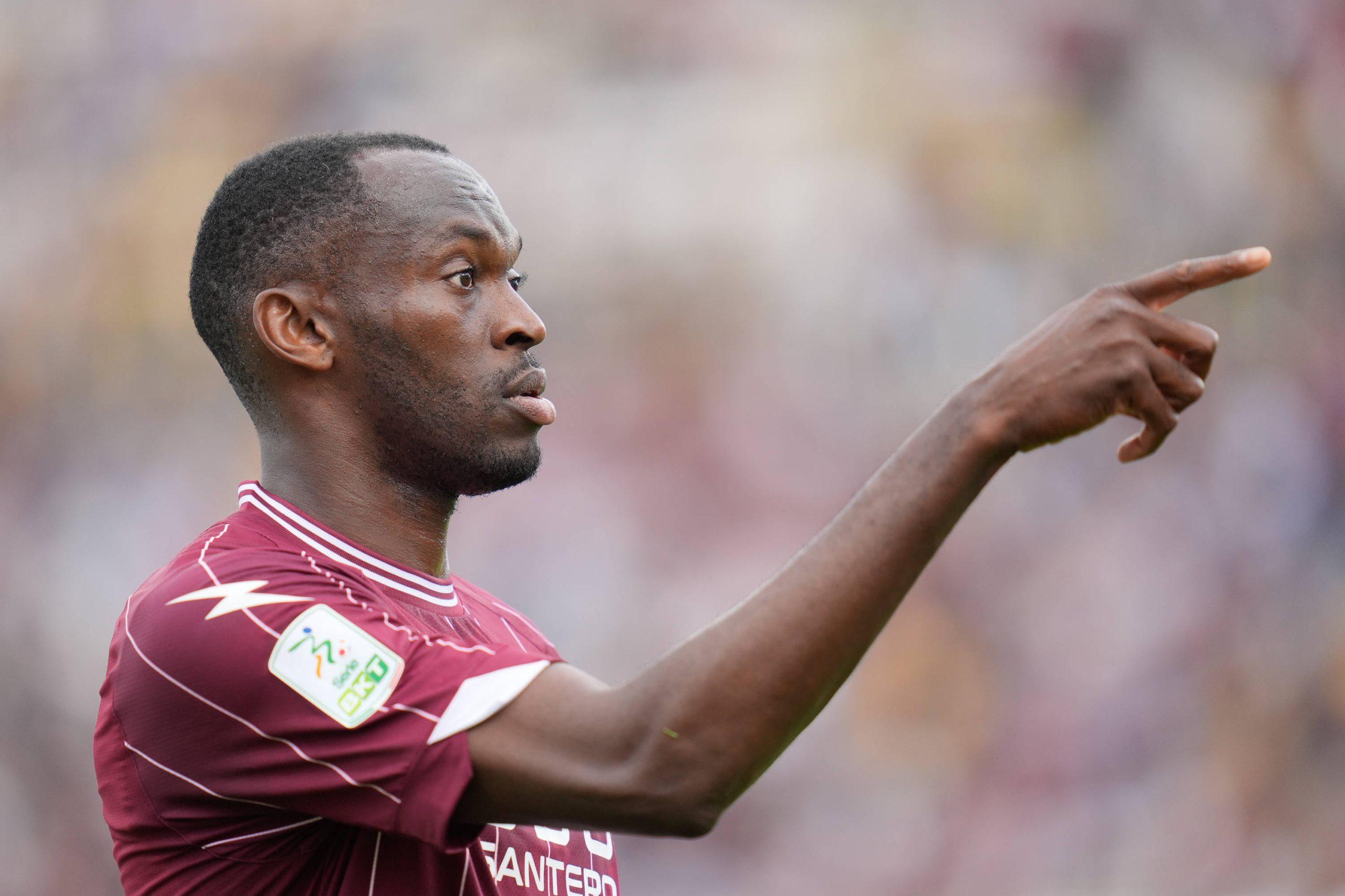Simy Nwankwo of US Salernitana gestures during the Serie BKT match between US Salernitana and Cosenza Calcio at Stadio Arechi