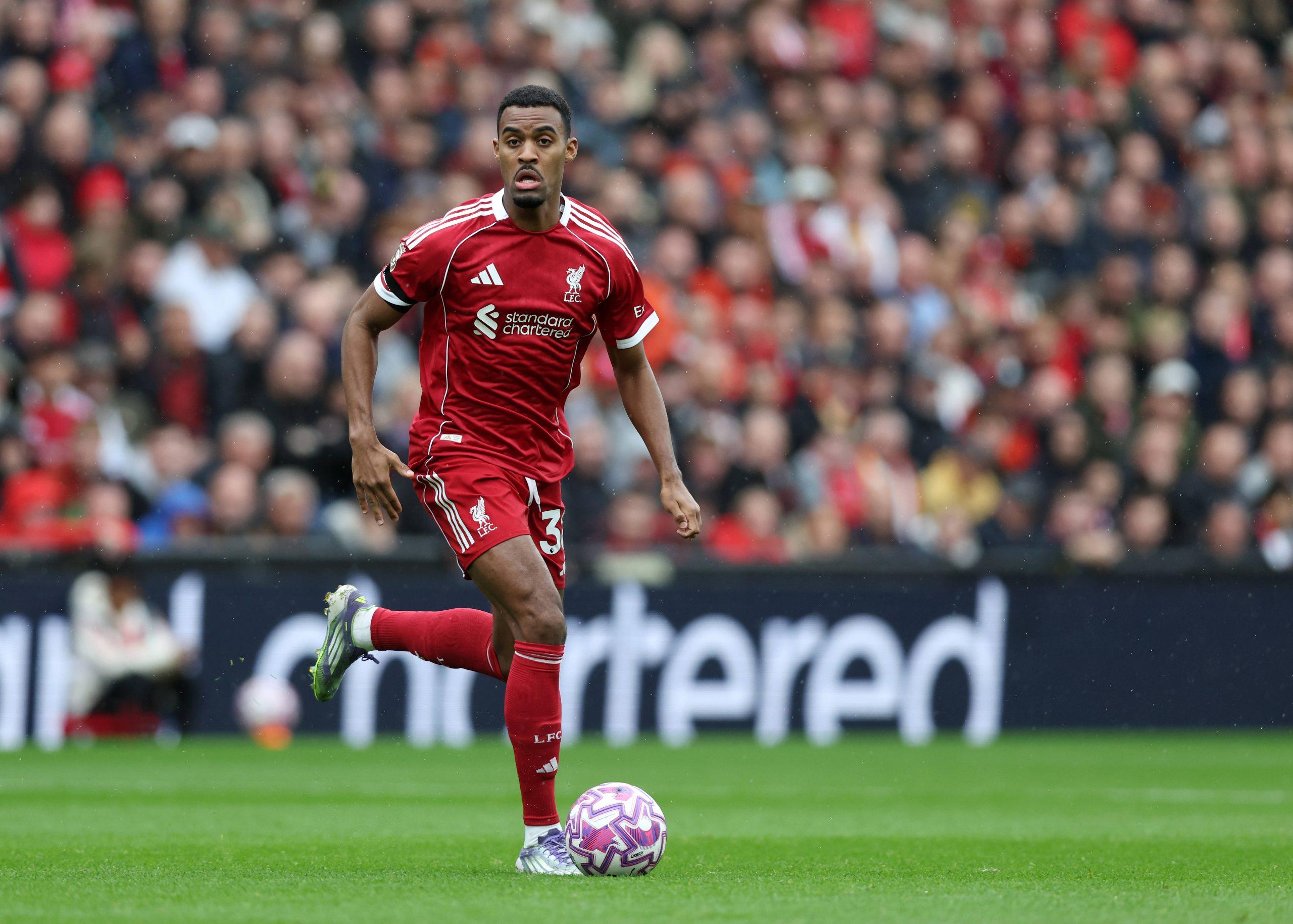 Ryan Gravenberch during the Liverpool vs Everton Premier League match at Anfield, Liverpool