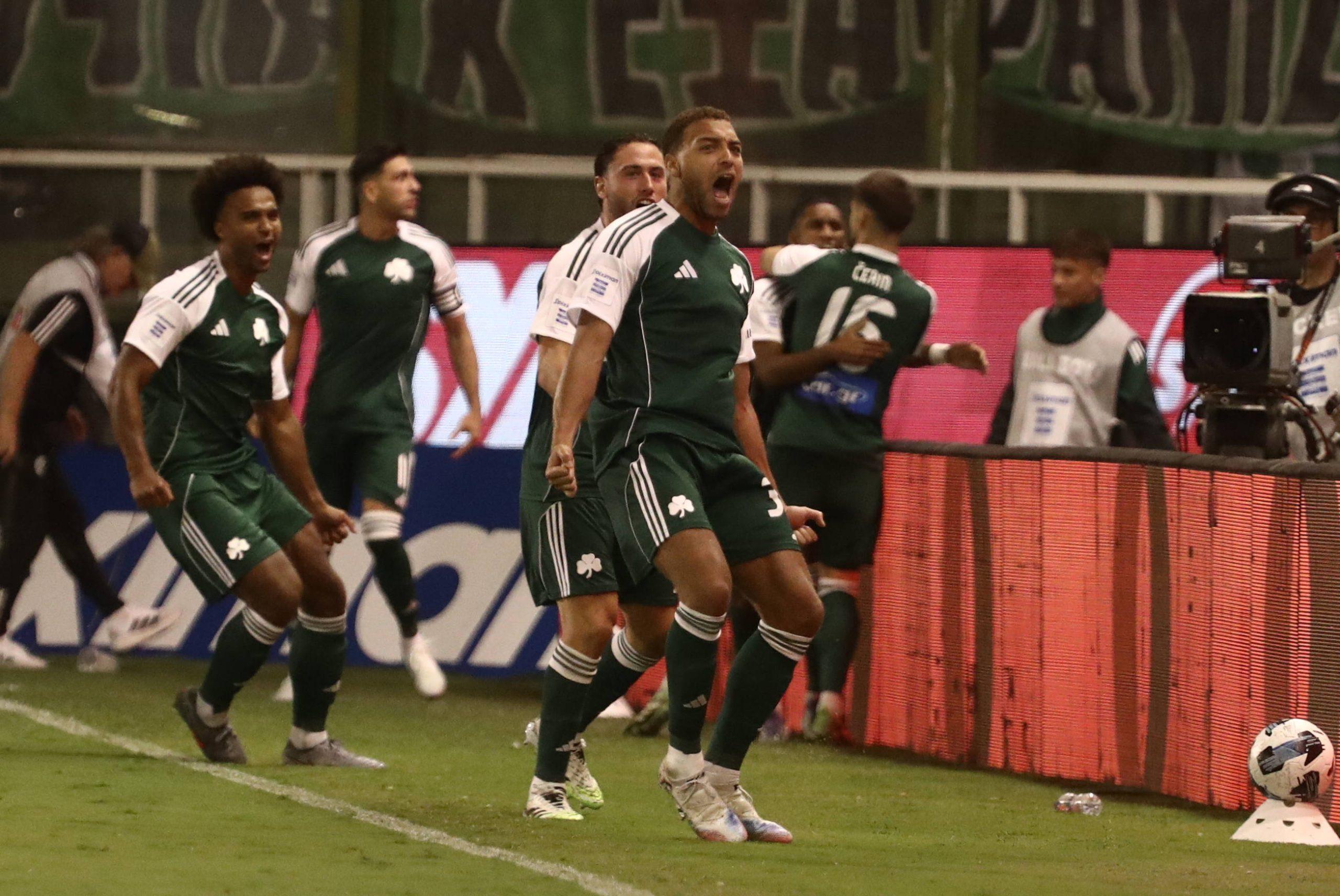 CYRIEL DESSERS celebrates after scoring the 1-0 during the SuperLeague regular season soccer match between Panathinaikos FC and Olympiacos FC 