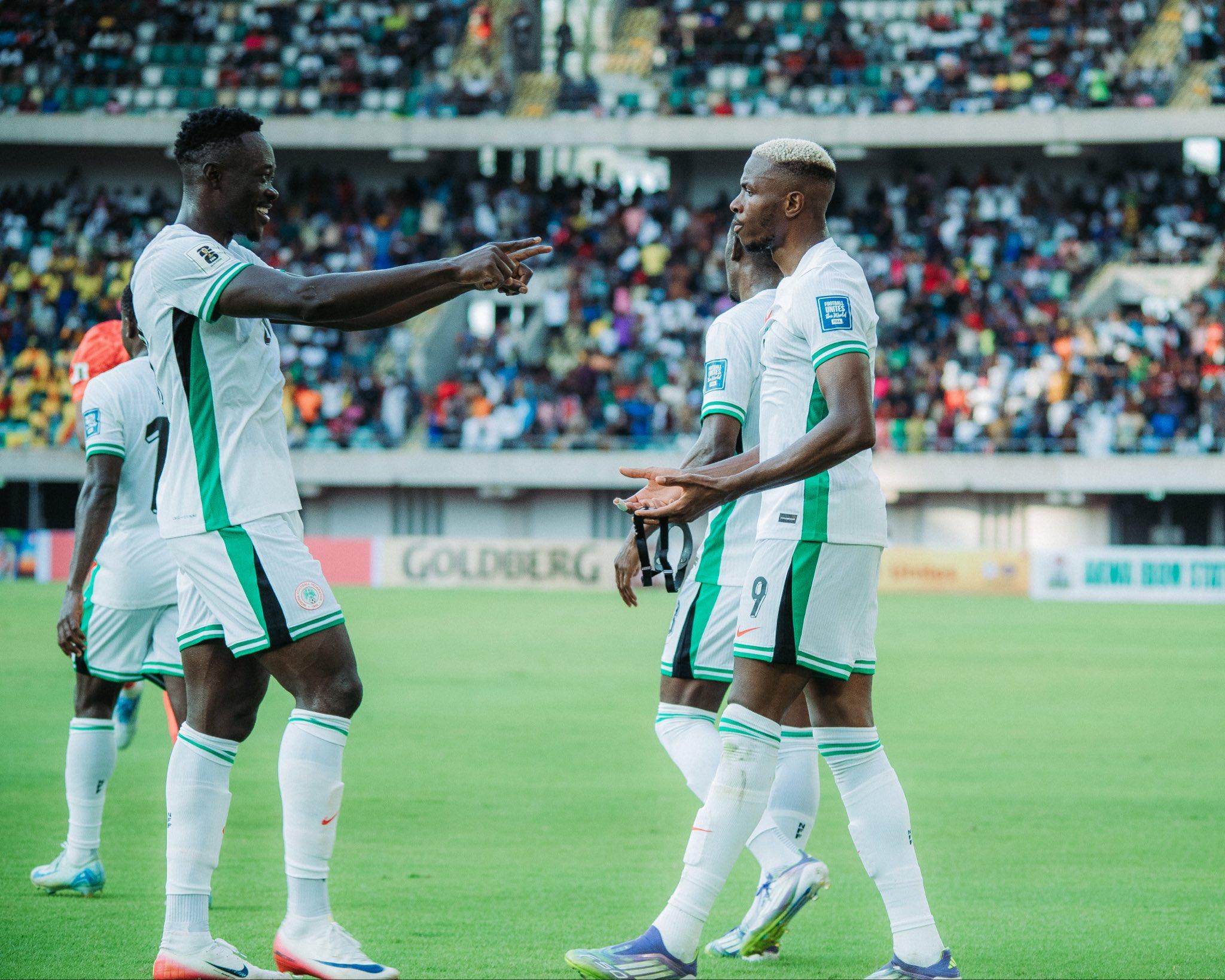 Super Eagles strikers Akor Adams and Victor Osimhen