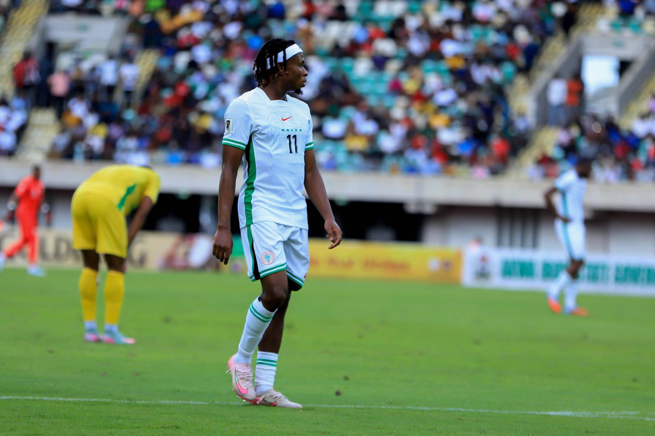 Samuel Chukwueze during the 2026 FIFA World Cup qualifier match between Super Eagles of Nigeria and Benin Republic