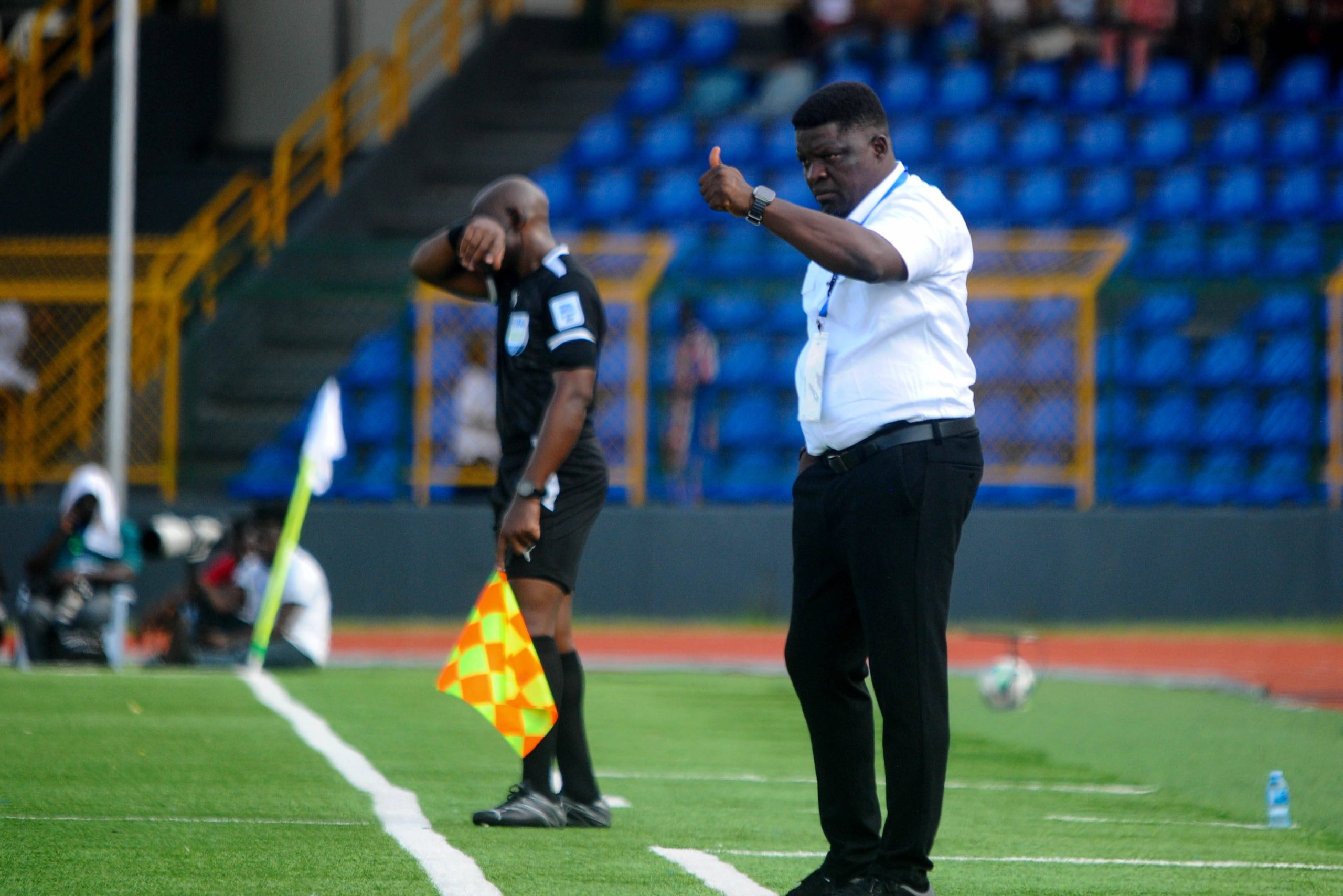 Coach Daniel Ogunmodede during the Caf Champions League match between Remo Stars and Mamelodi Sundown 