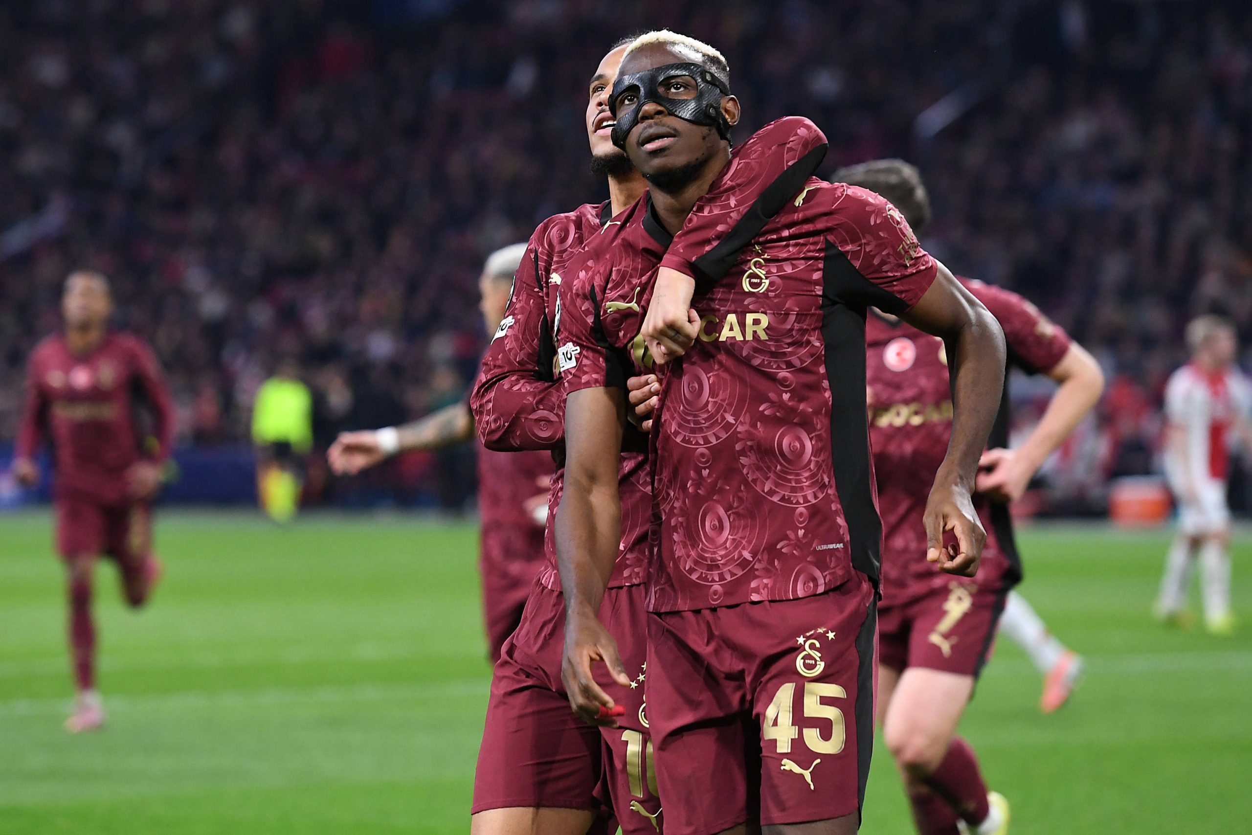 Galatasaray players with Victor Osimhen at Ajax, Champions League