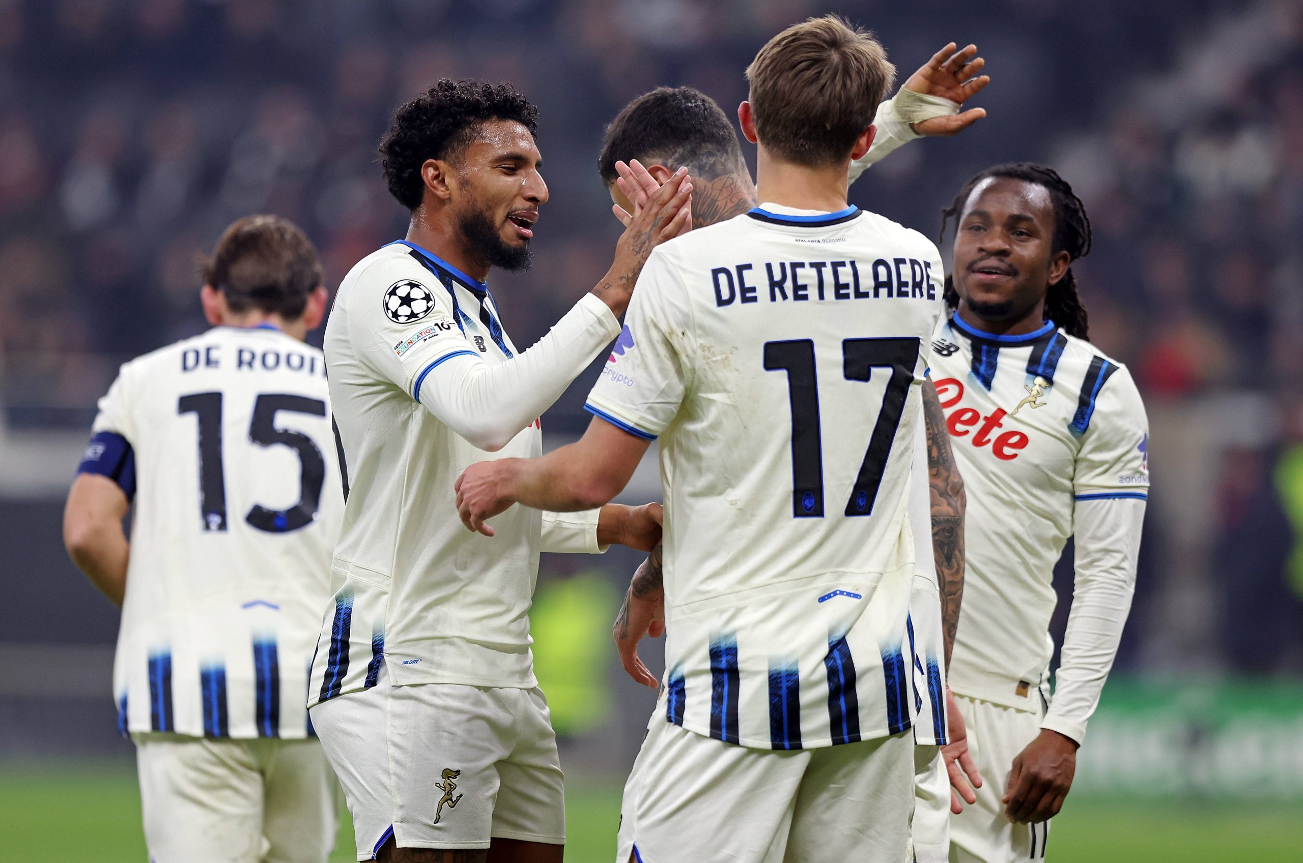 Marten de Roon, Ederson, Gianluca Scamacca, Charles De Ketelaere, and Ademola Lookman