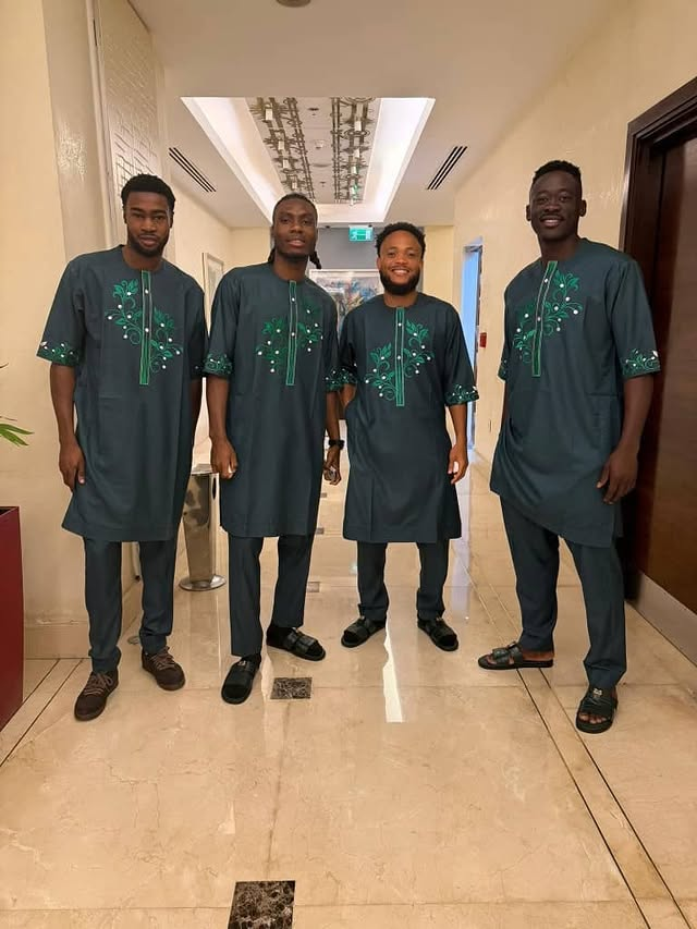 Super Eagles players Ryan Alebiosu, Igoh Ogbu, Chidera Ejuke, and Akor Adams.