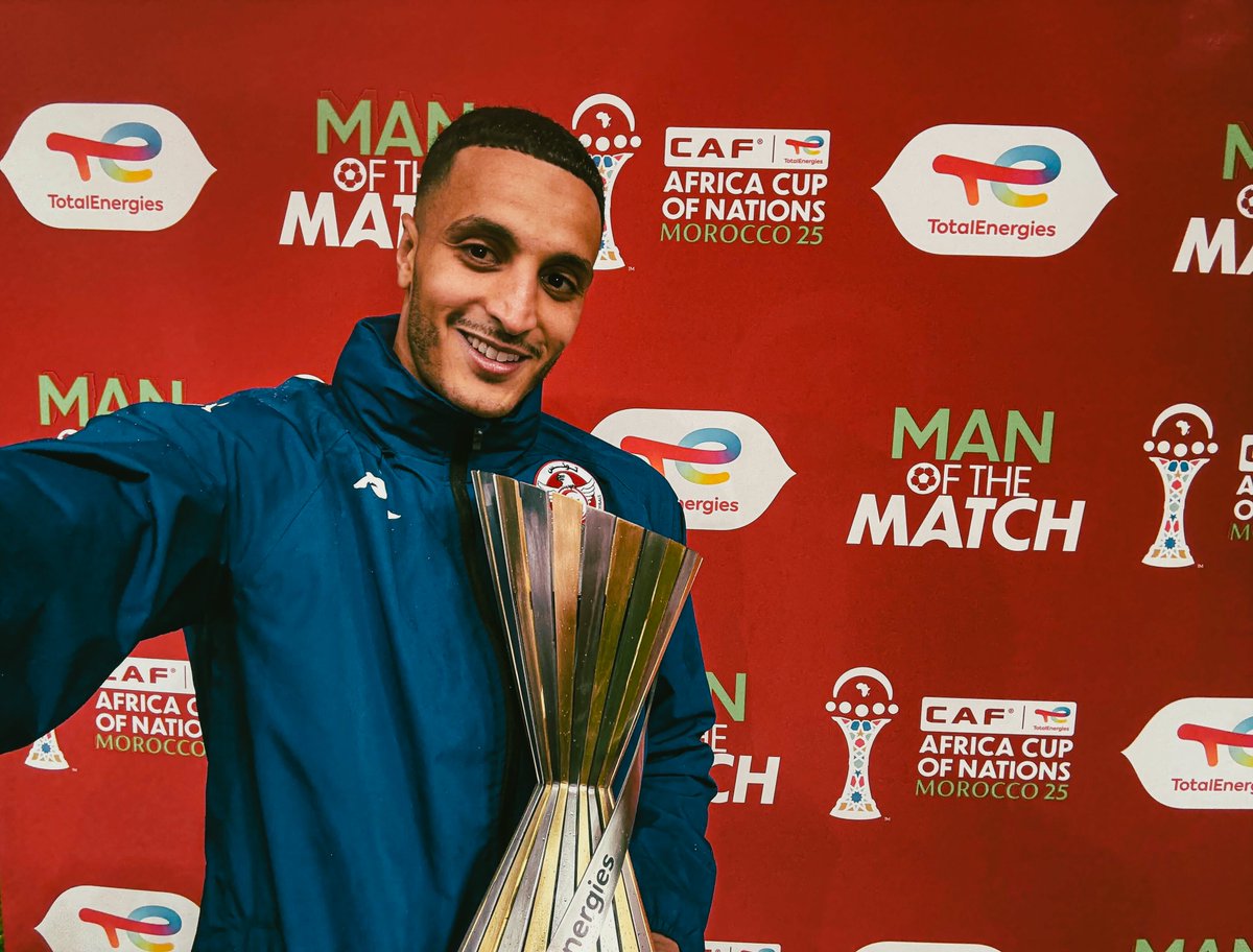 Elias Achouri with MOTM for Tunisia vs Uganda