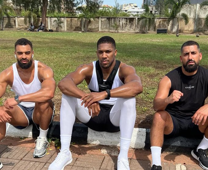 Anthony Joshua, Sina Ghami and Latif Ayodele,