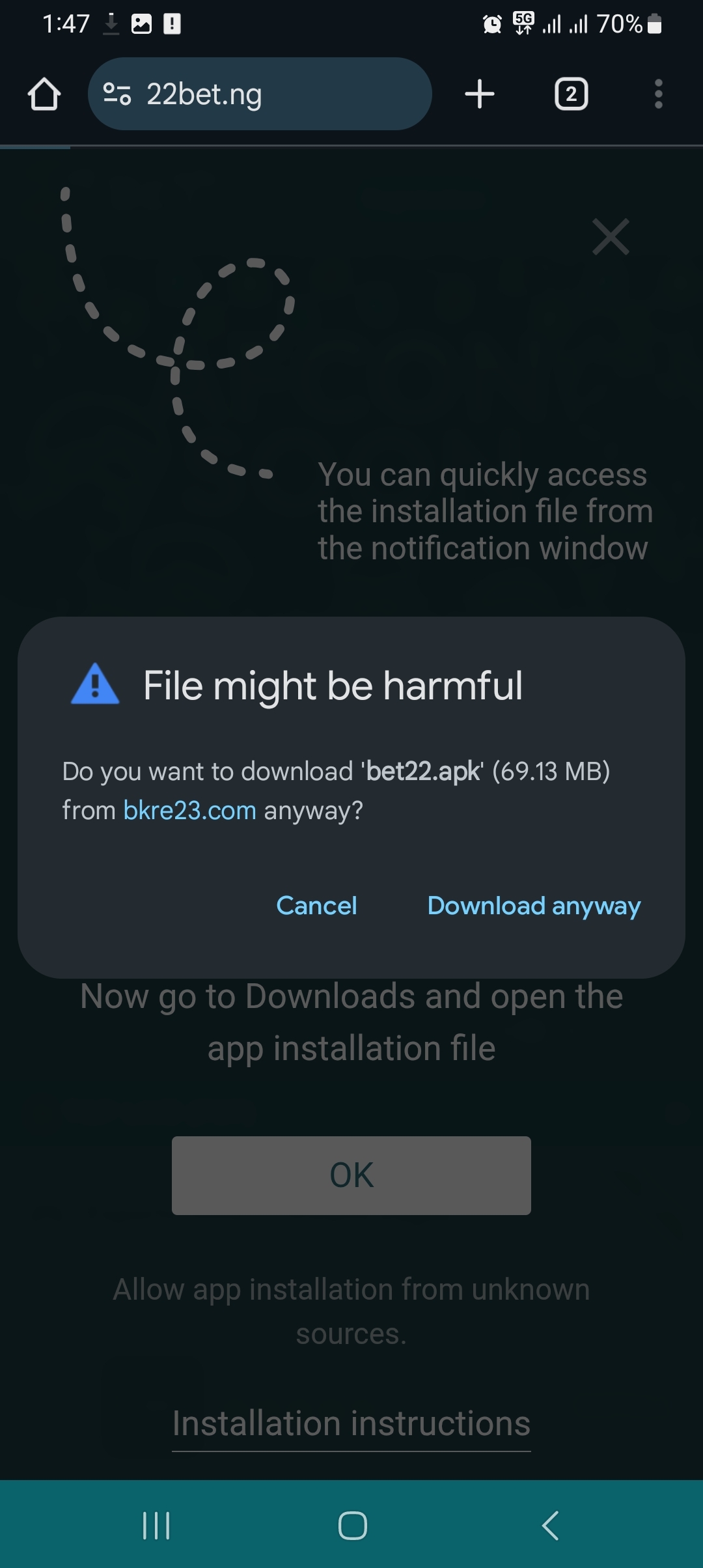 22Bet App Nigeria: Android (APK) & iOS Download Guide