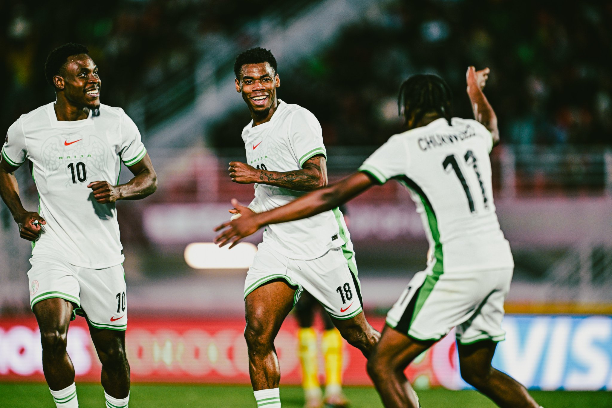 Nigeria Super Eagles stars Raphael Onyedika, Dele-Bashiru and Samuel Chukwueze 
