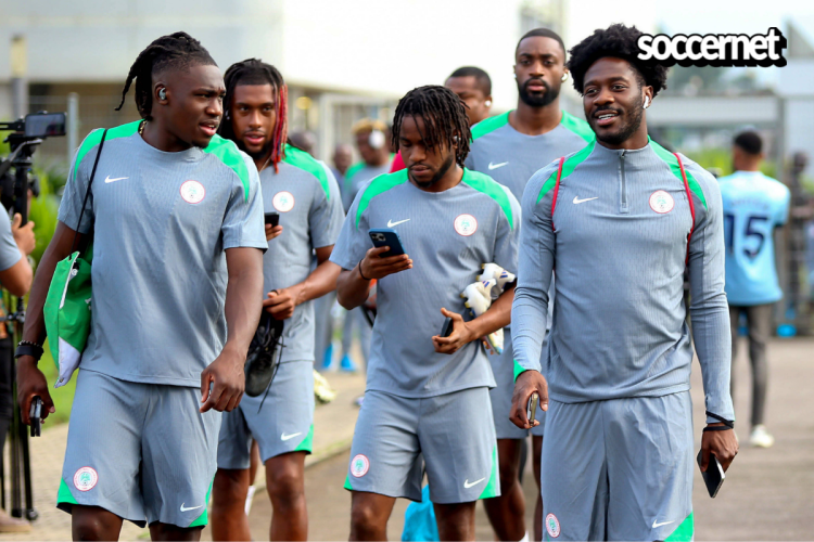 Bassey, Lookman, Aina, Iwobi, Ajayi Super Eagles players in training gear