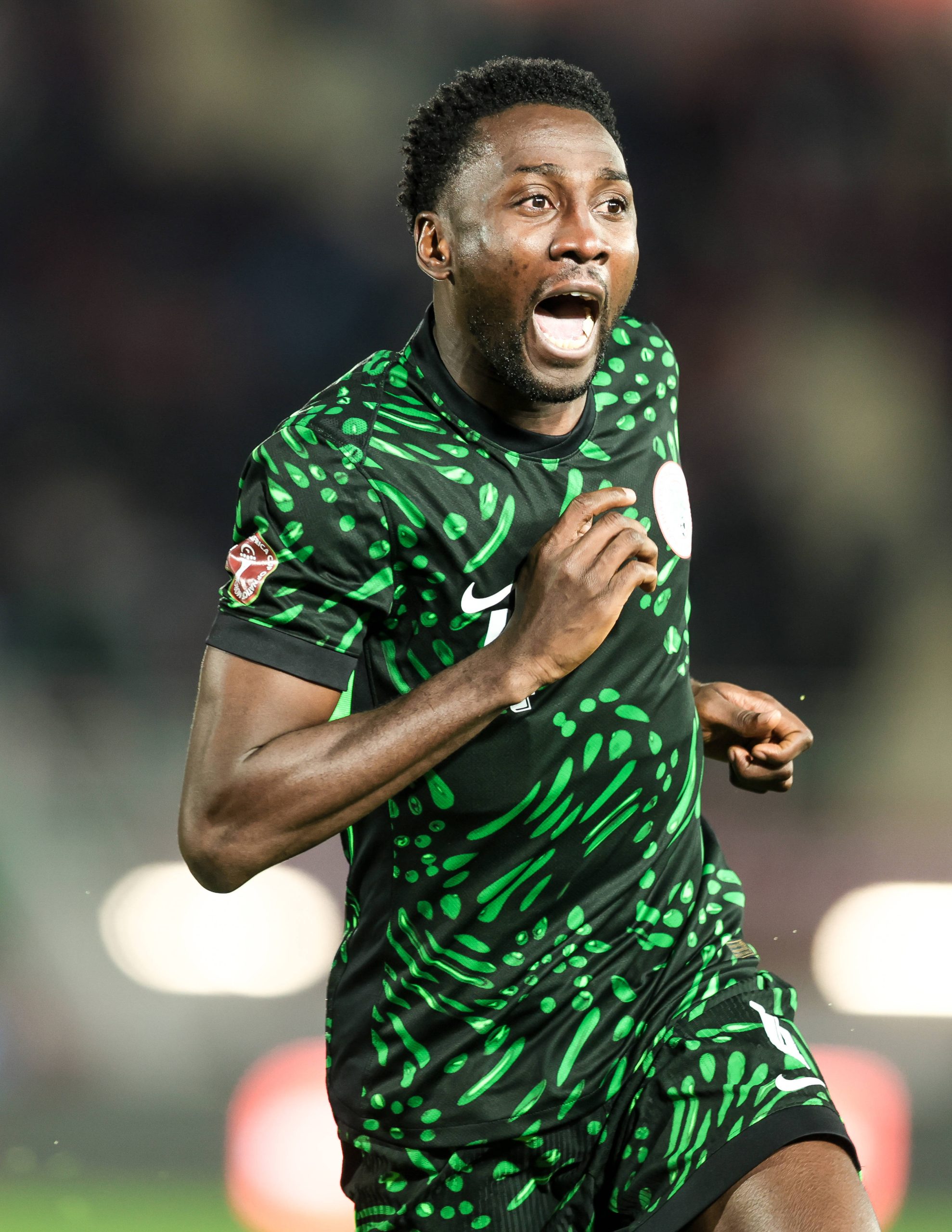 Wilfred Ndidi celebrates his first-ever goal for the Super Eagles of Nigeria in their 3-2 win over Tunisia