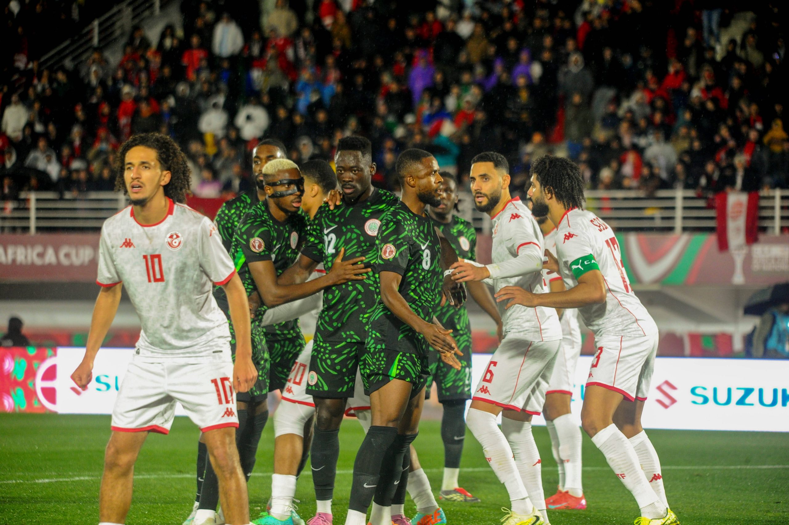 Semi Ajayi, Frank Onyeka, Akor Adams of Nigeria and Hannibal Mejbri, Ferjani Sassi of Tunisia during the Africa Cup of Nations AFCON match between Nigeria and Tunisia