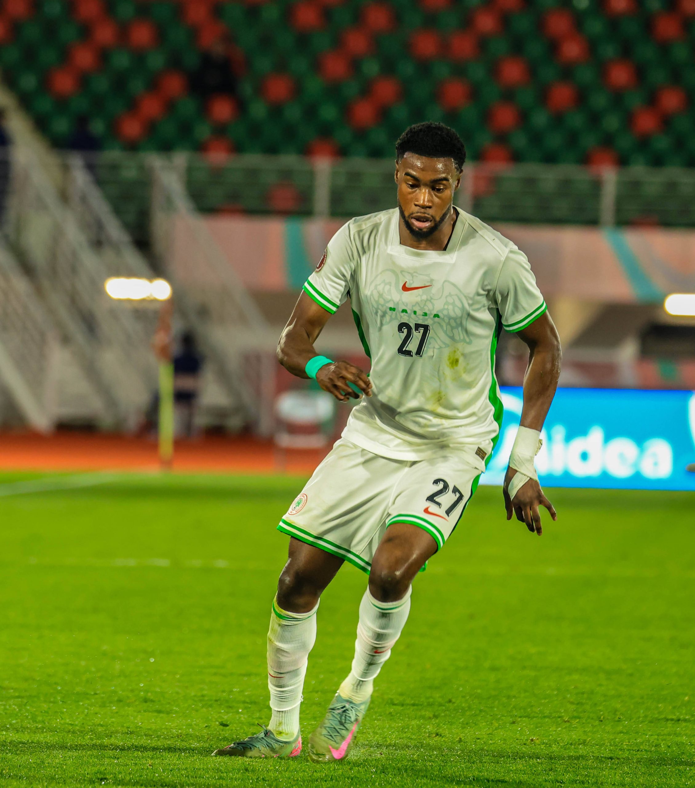 AFCON 2025 in Morocco Ryan Alebiosu during the game against Uganda