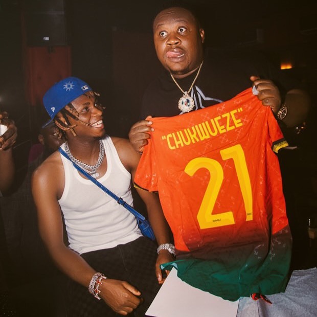 Fulham winger Samuel Chukwueze and Cubana Chief Priest