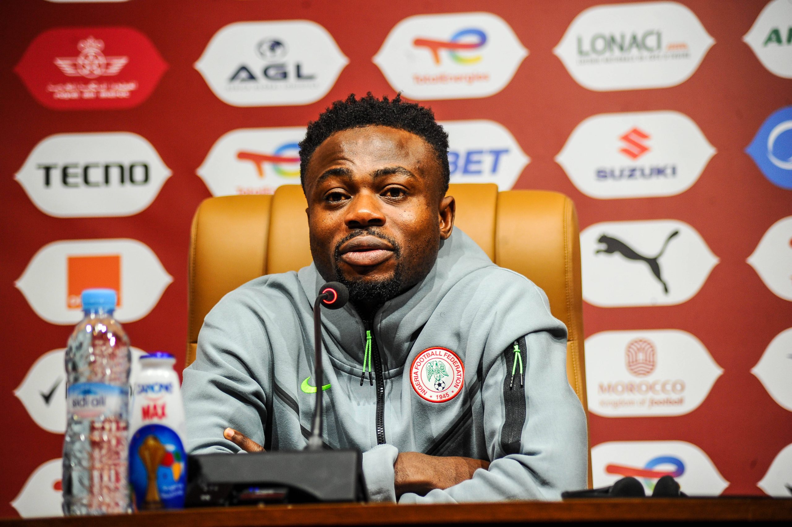 Moses Simon during the AFCON Pre-Match conference