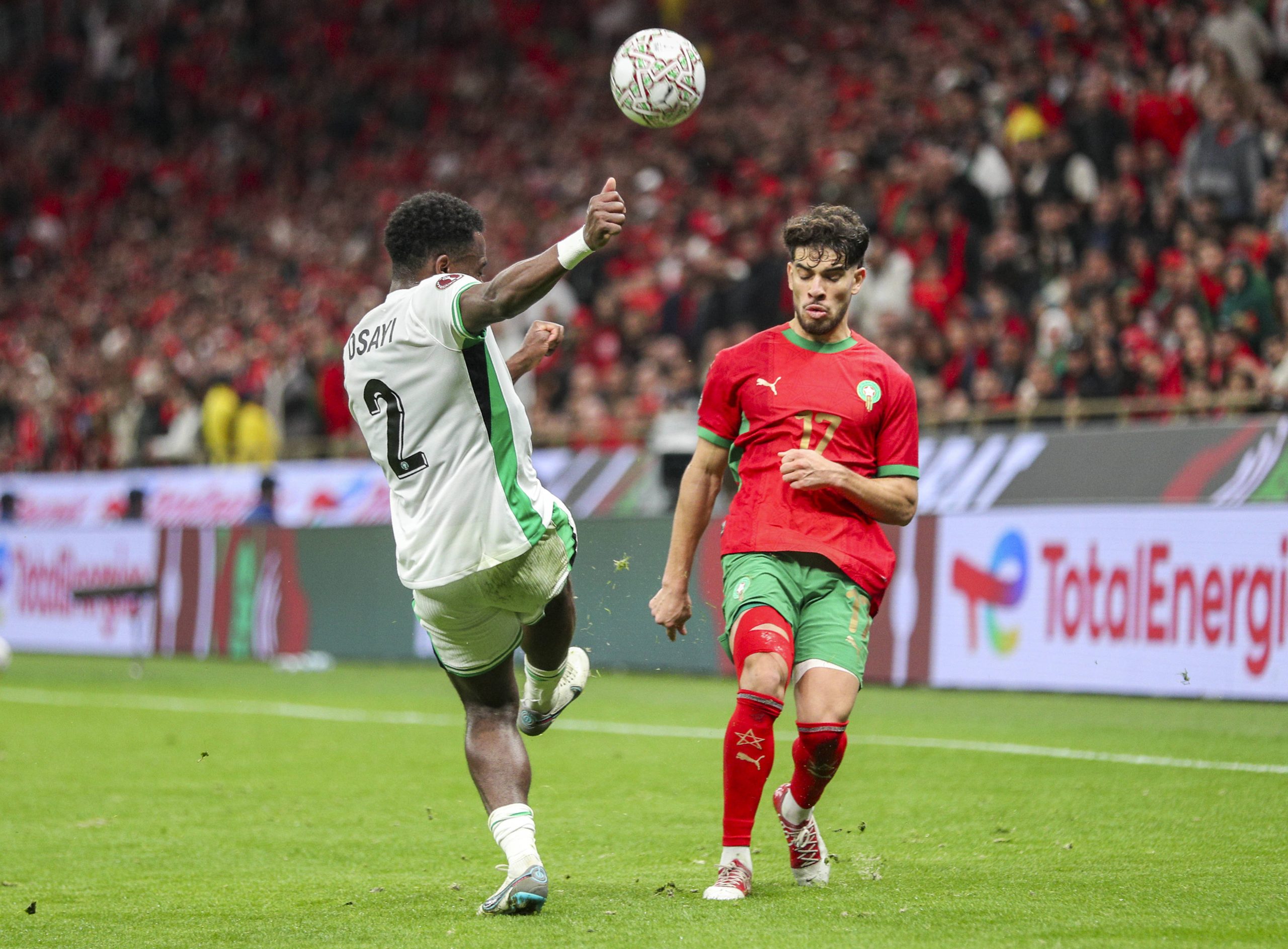 Abde Ezzalzouli. Bright Osayi-Samuel in Nigeria's AFCON 2025 semi-final clash against Morocco