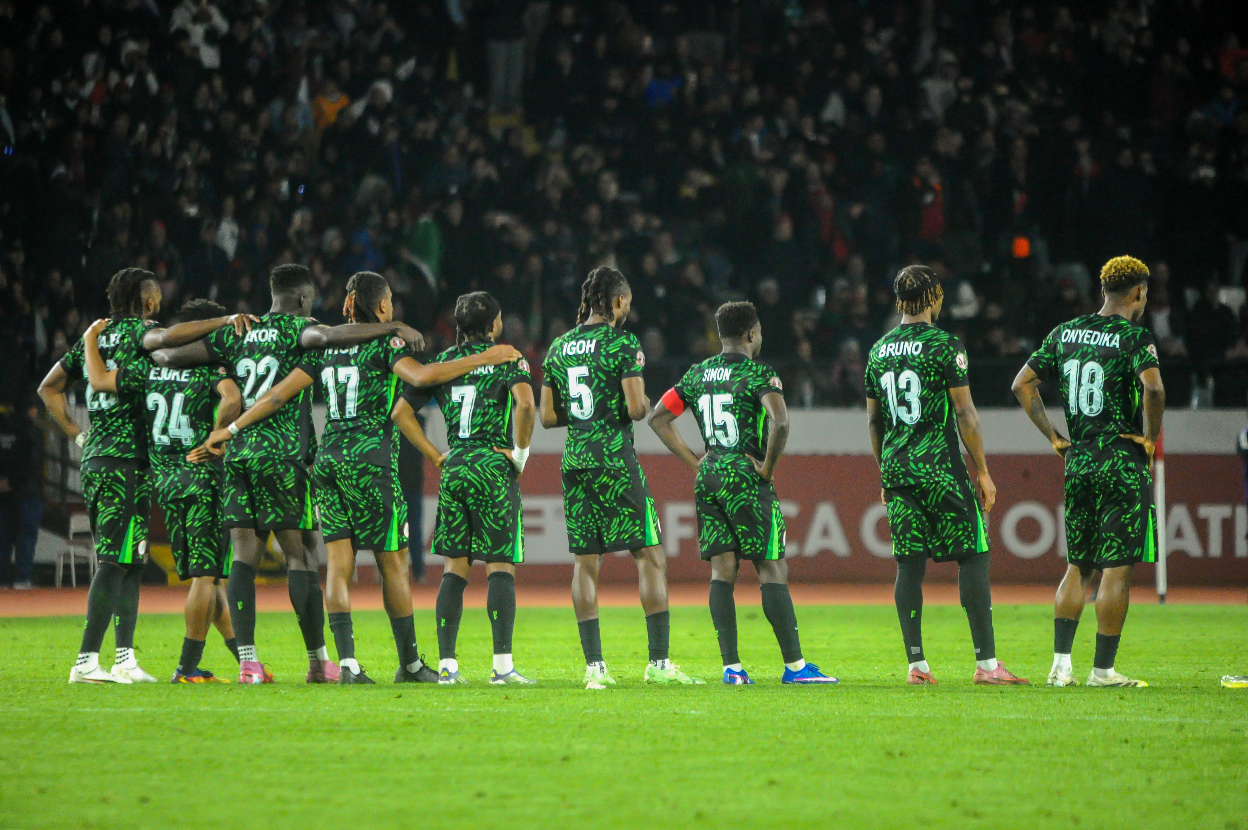 Paul Onuachu, Raphael Onyedika, Semi Ajayi, Fisayo Dele Bashiru, Akor Adams, Bruno Onyemaechi, Bright Osayi Samuel, Samuel Chukwueze, Stanley Nwabali, Igoh Ogbu, Moses Simon, Nigeria during the AFCON third place match between Egypt and Nigeria