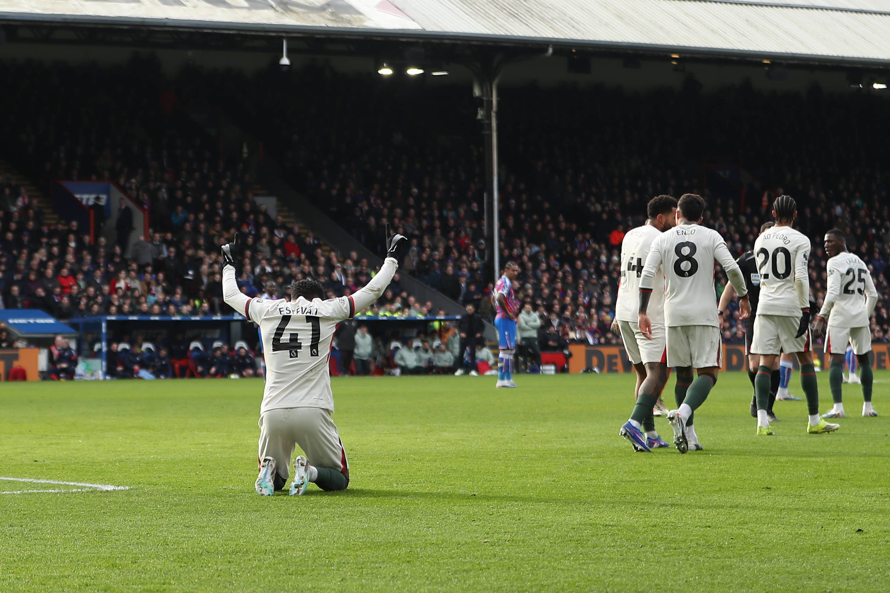 Crystal Palace vs Chelsea; Estevao celebrates his goal 