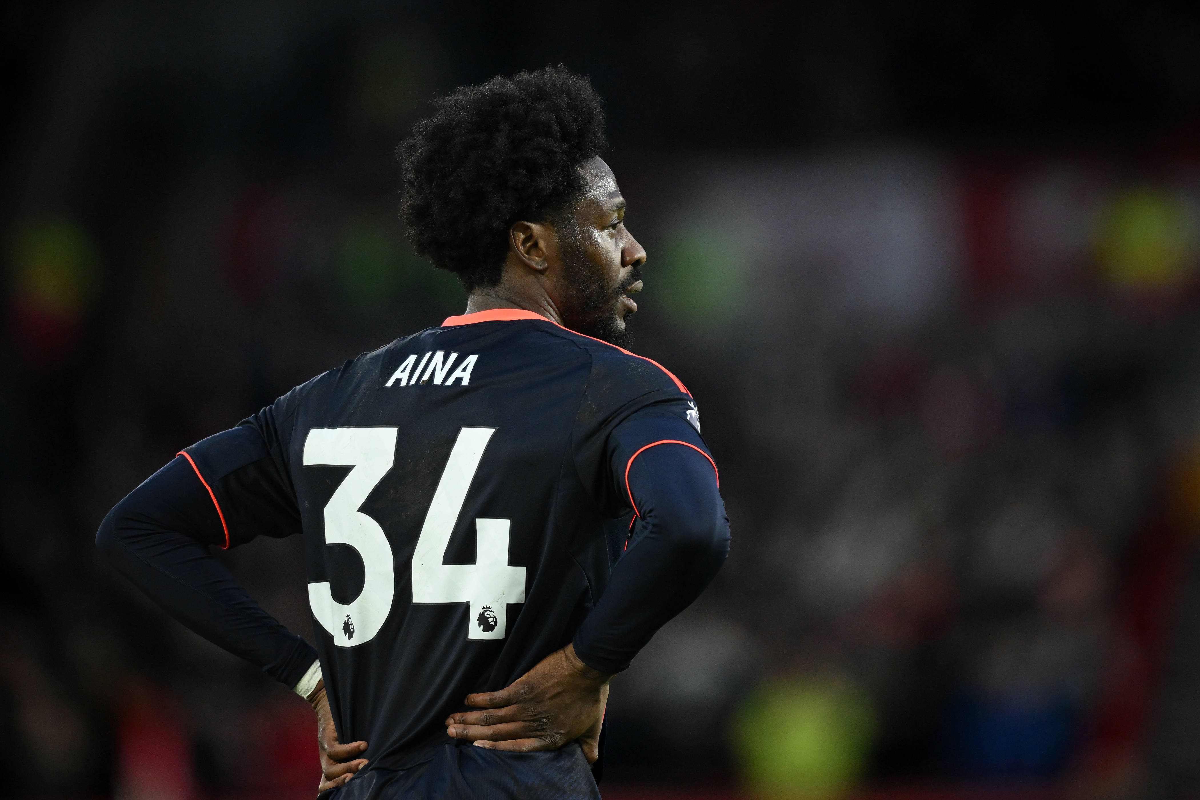 Ola Aina plays during the Premier League match between Brentford and Nottingham Forest