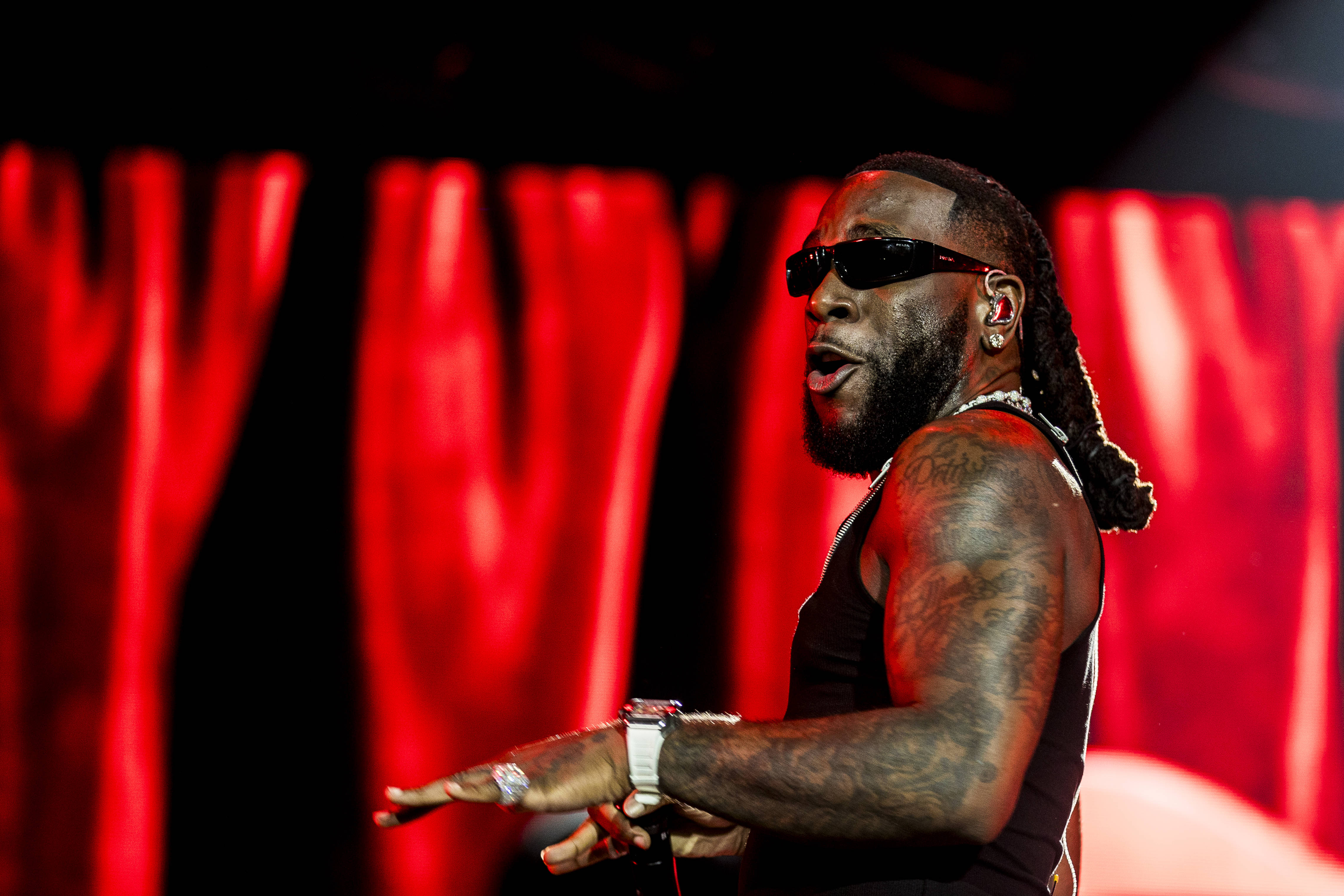 Nigerian singer and rapper Burna Boy performs a live concert during the Danish music festival