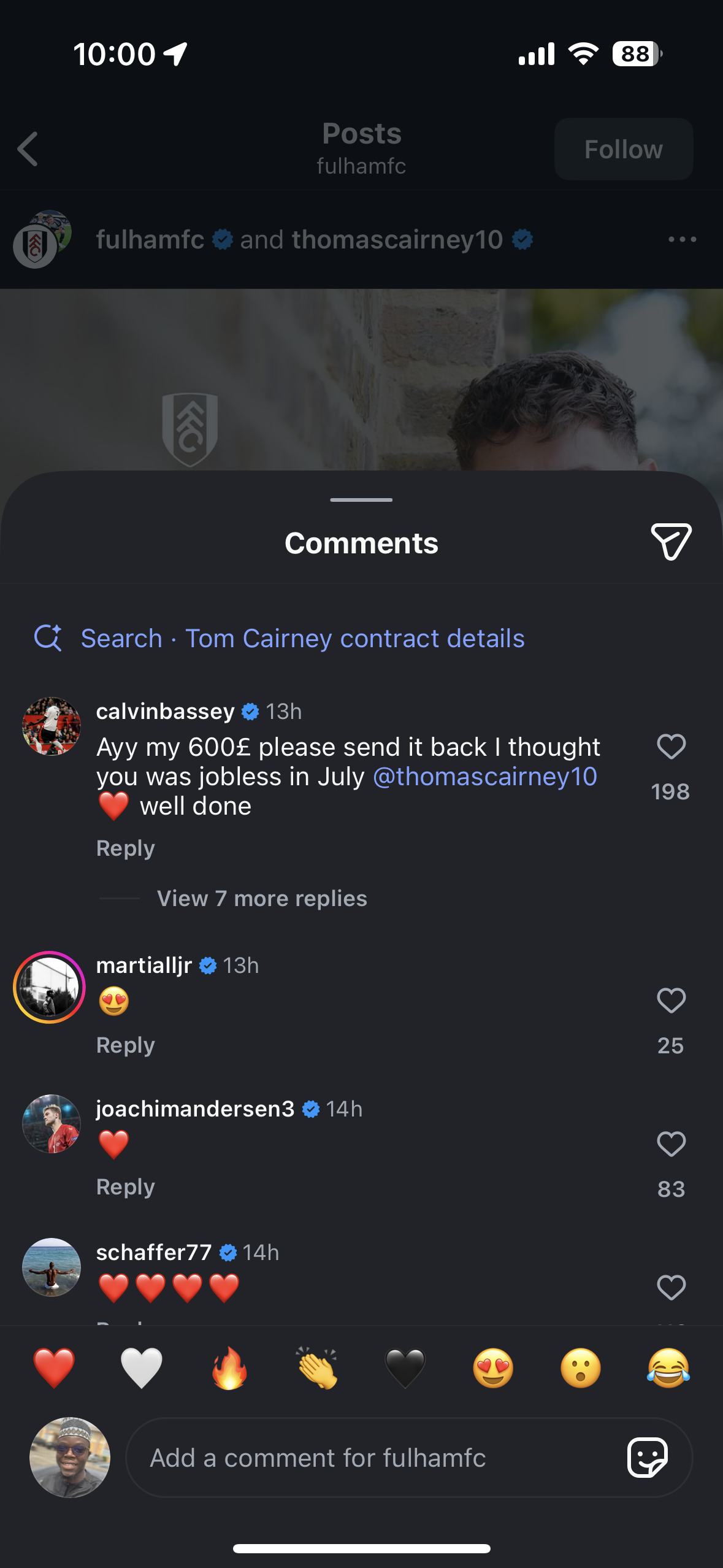 Calvin Bassey’s comments about Tom Cairney contract