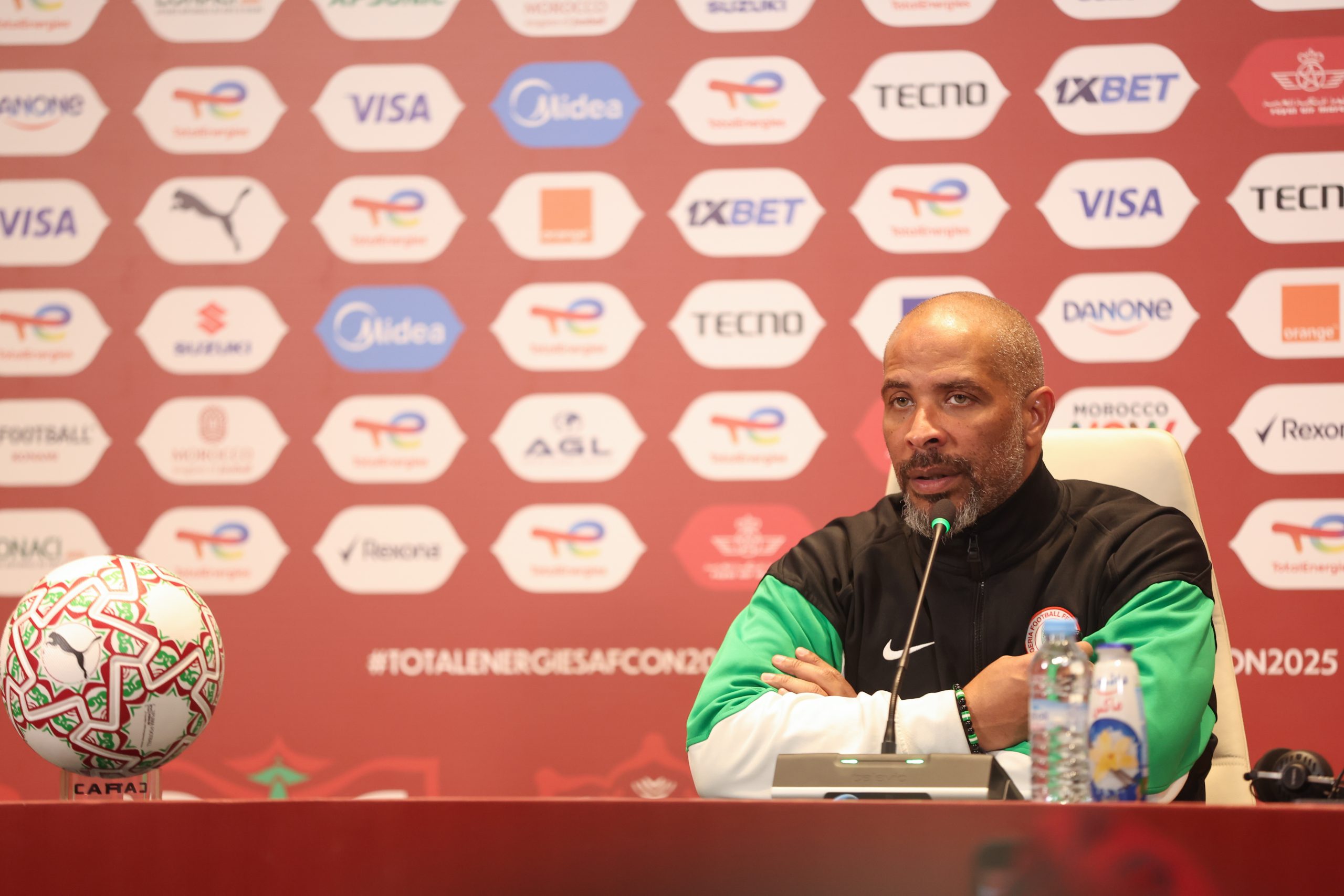 Eric Chelle, head coach of Nigeria during press conference after the 2025 Africa Cup of Nations AFCON match between Nigeria and Tunisia