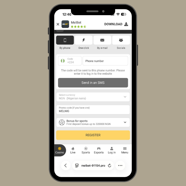 Melbet registration home page
