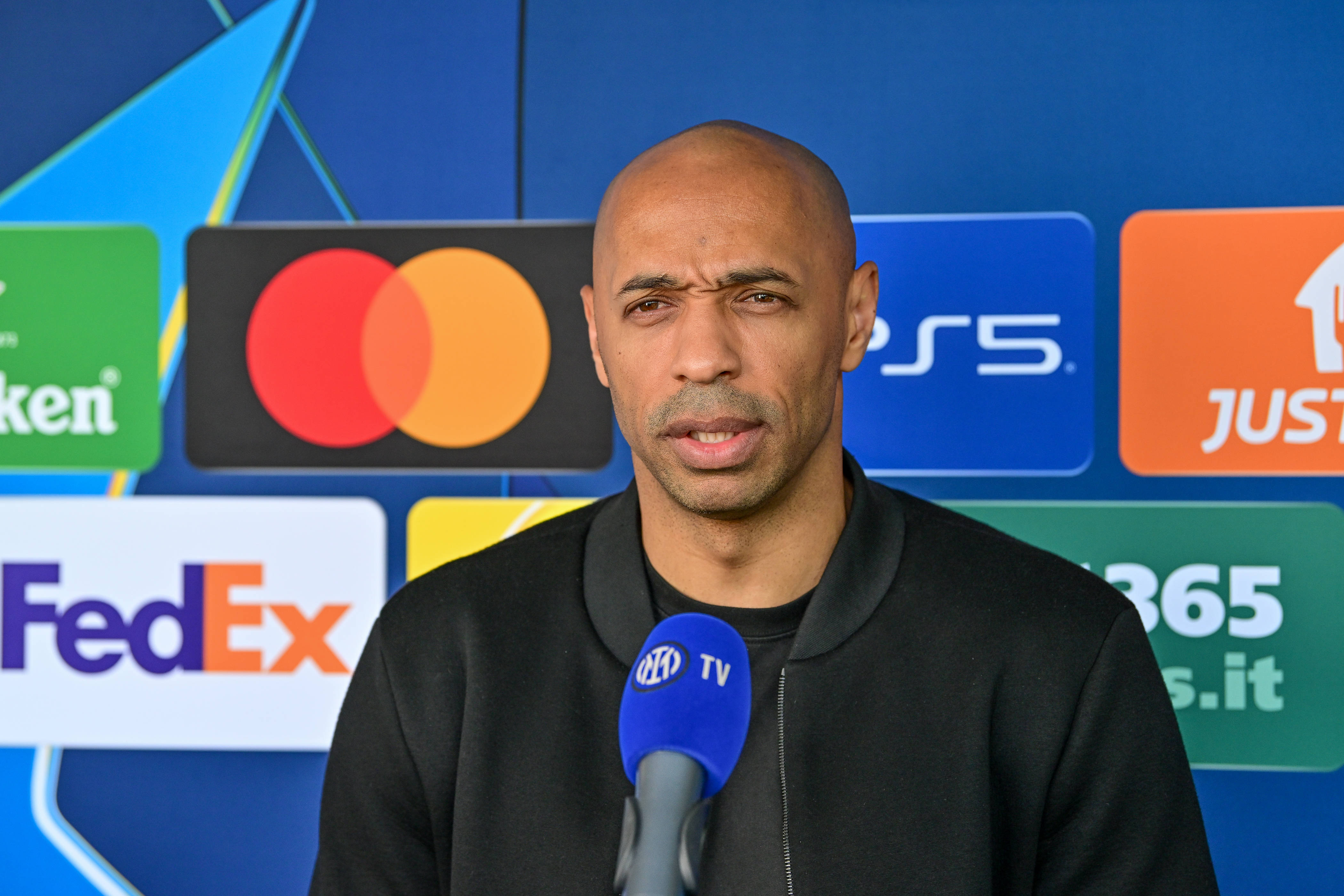  Thierry Henry seen during an interview