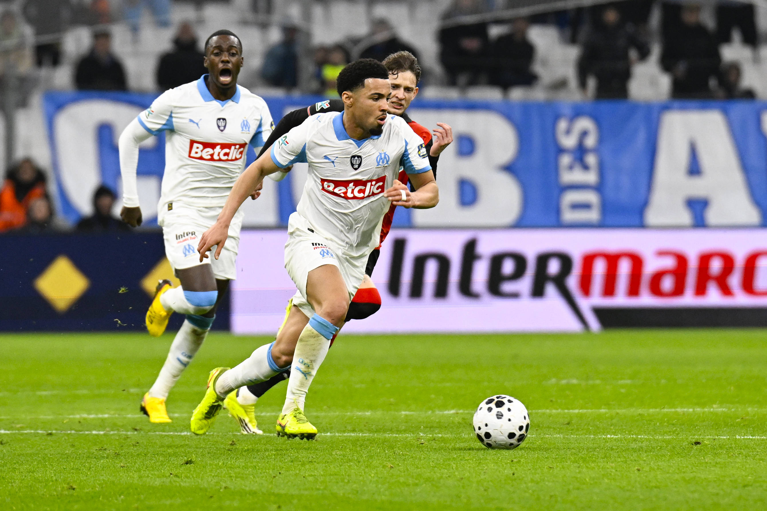 Ethan Nwaneri during Coupe de France match between Olympique de Marseille and Stade Rennais FC