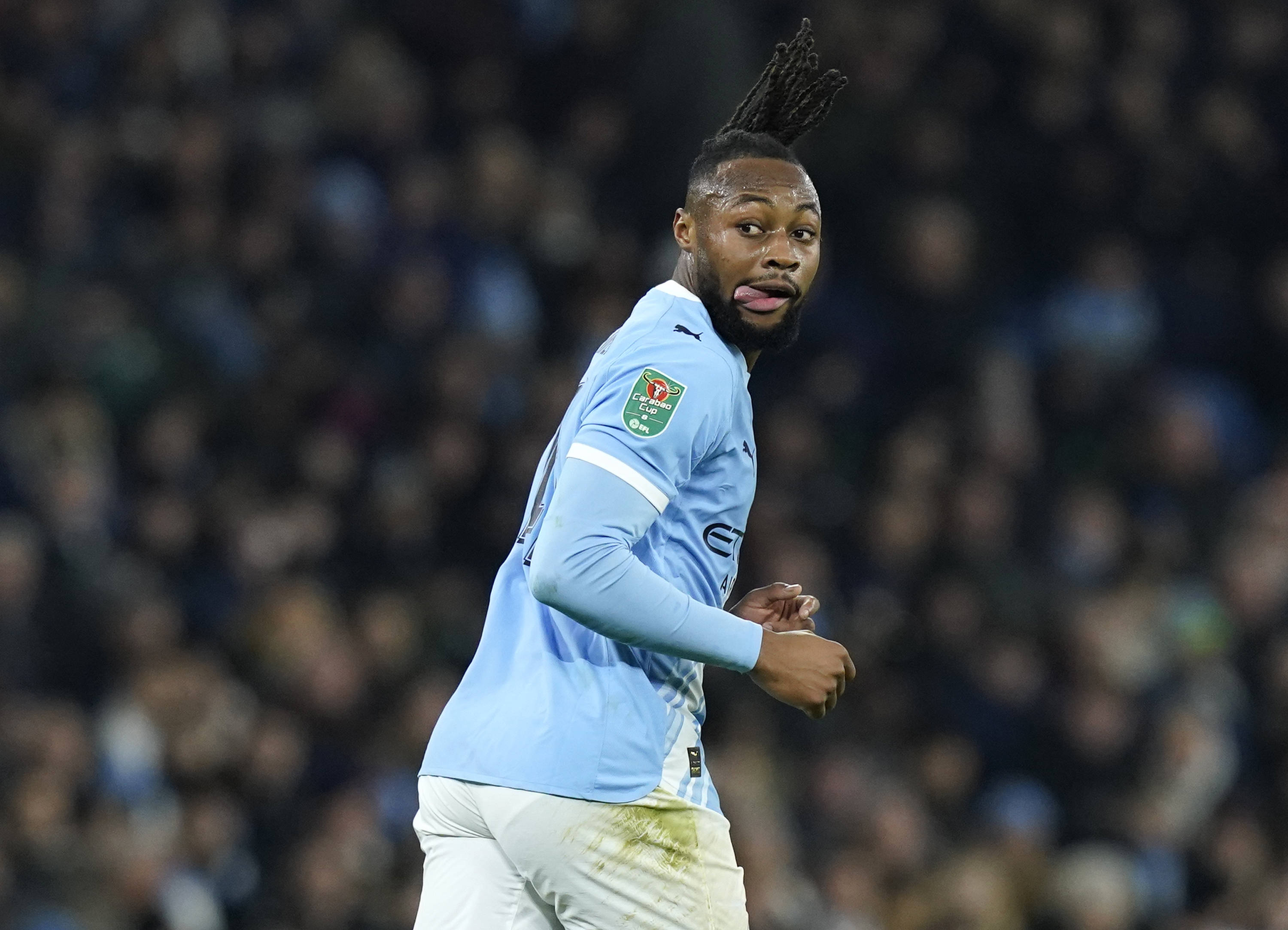 Antoine Semenyo during the Manchester City vs Newcastle United Carabao Cup semi final