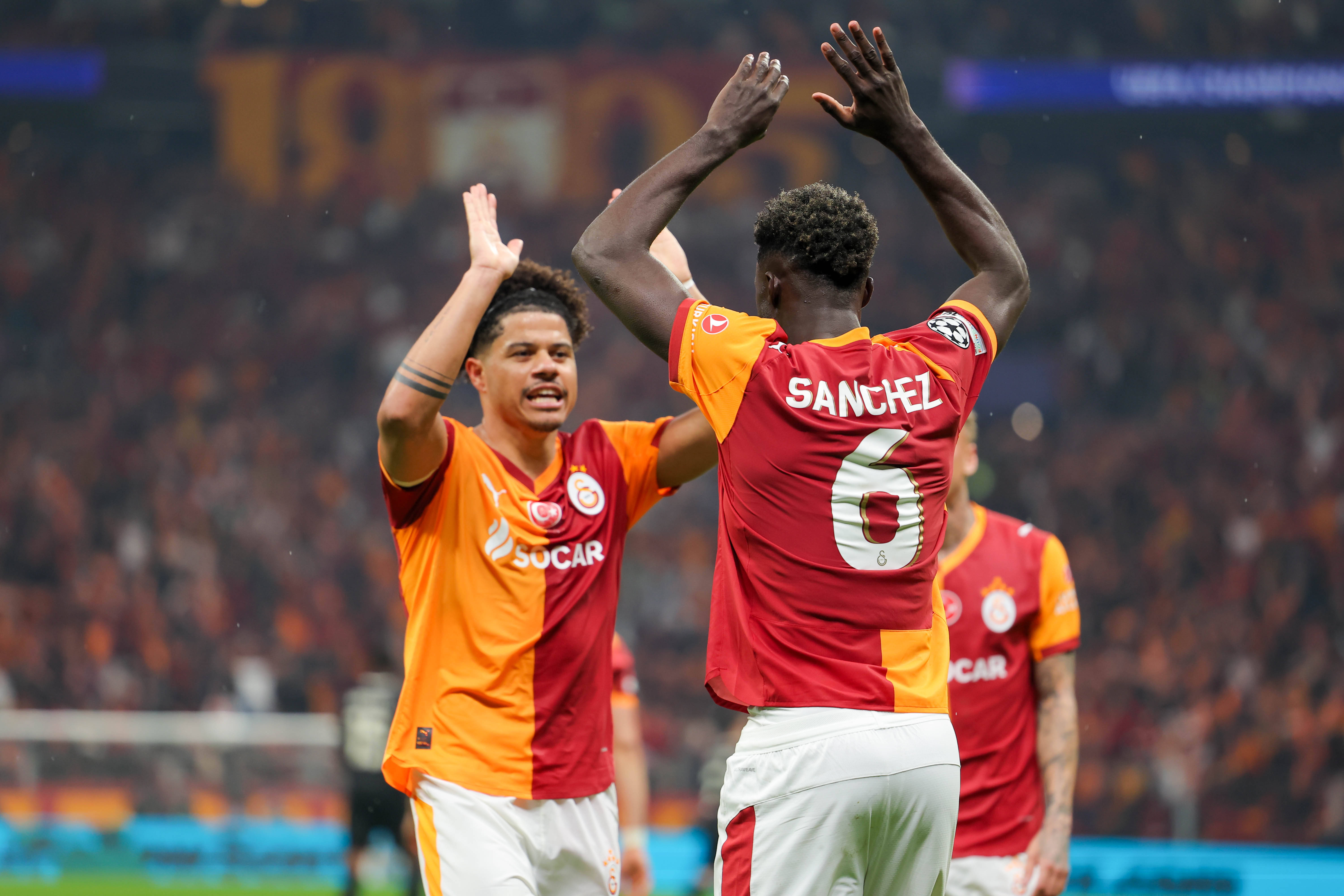 Davinson Sanchez, Gabriel Sara, during the UEFA Champions League 2025/26 League Knockout Play-off First Leg match between Galatasaray SK and Juventus FC at Rams Park Stadium