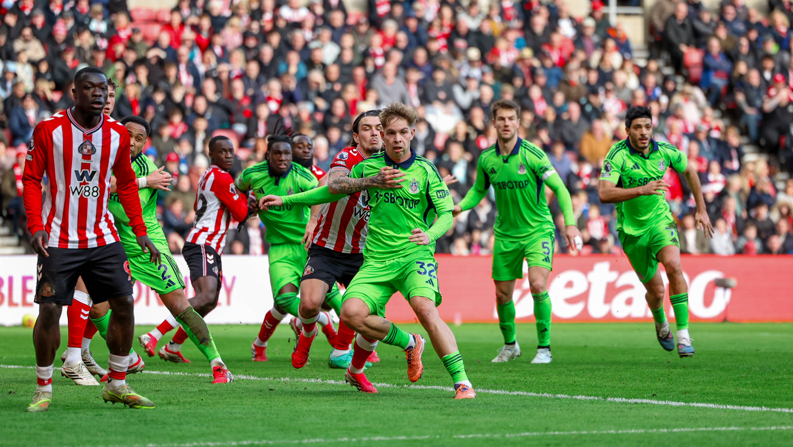 Fulham midfielder Emile Smith Rowe 32 during the Premier League match between Sunderland and Fulham