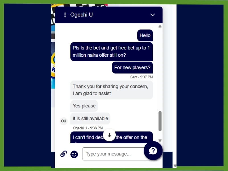 BetKing live chat confirm availability of the new player offer.