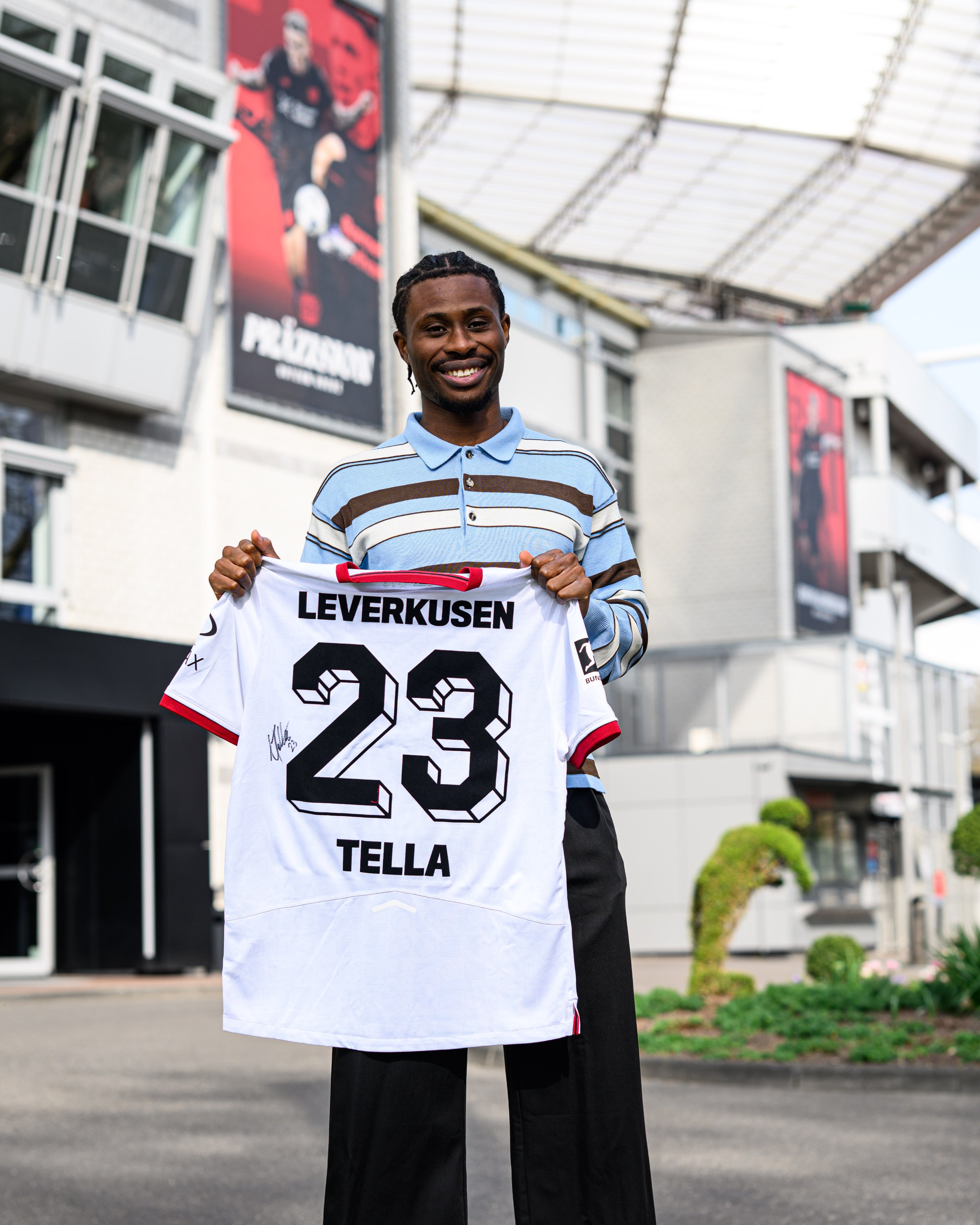 Nathan Tella after penning a new deal with Bayer Leverkusen