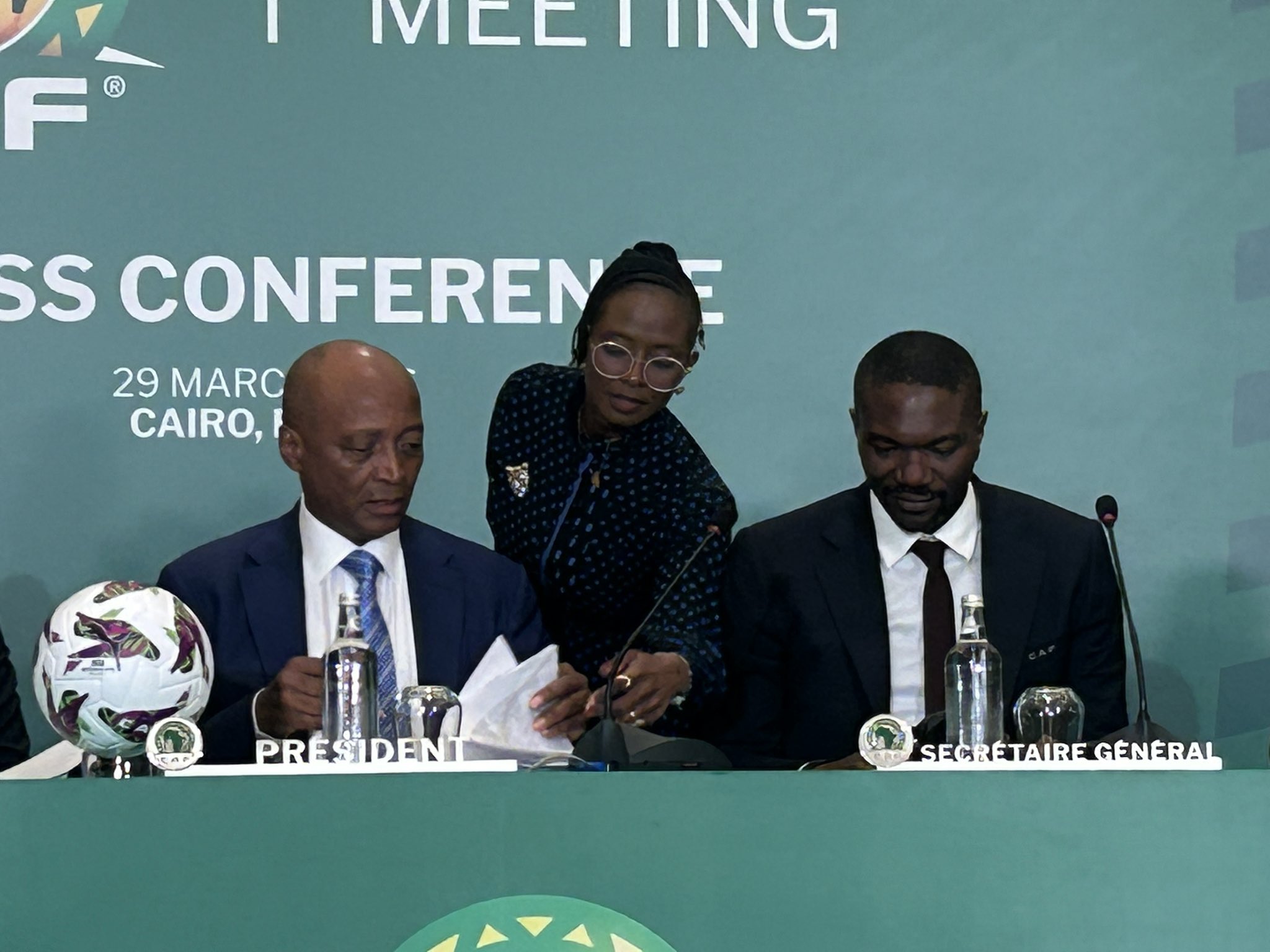 Samson Adamu (right) with CAF President Patrice Motsepe
