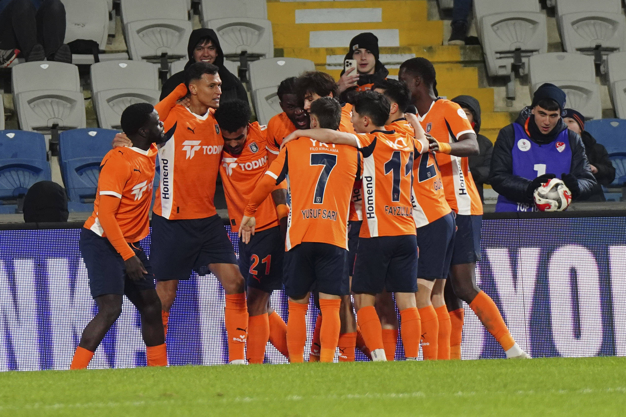 Davie Selke 9 of Basaksehir celebrates after scoring the second goal of his team with teammates during the Trendyol Turkish Süper League match between Rams Basaksehir FK and Konyaspor