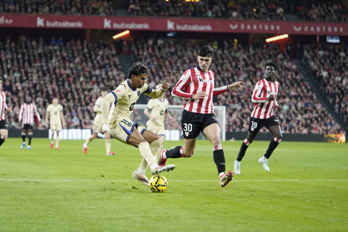 Lamine Yamal seen during Athletic Club vs Barcelona